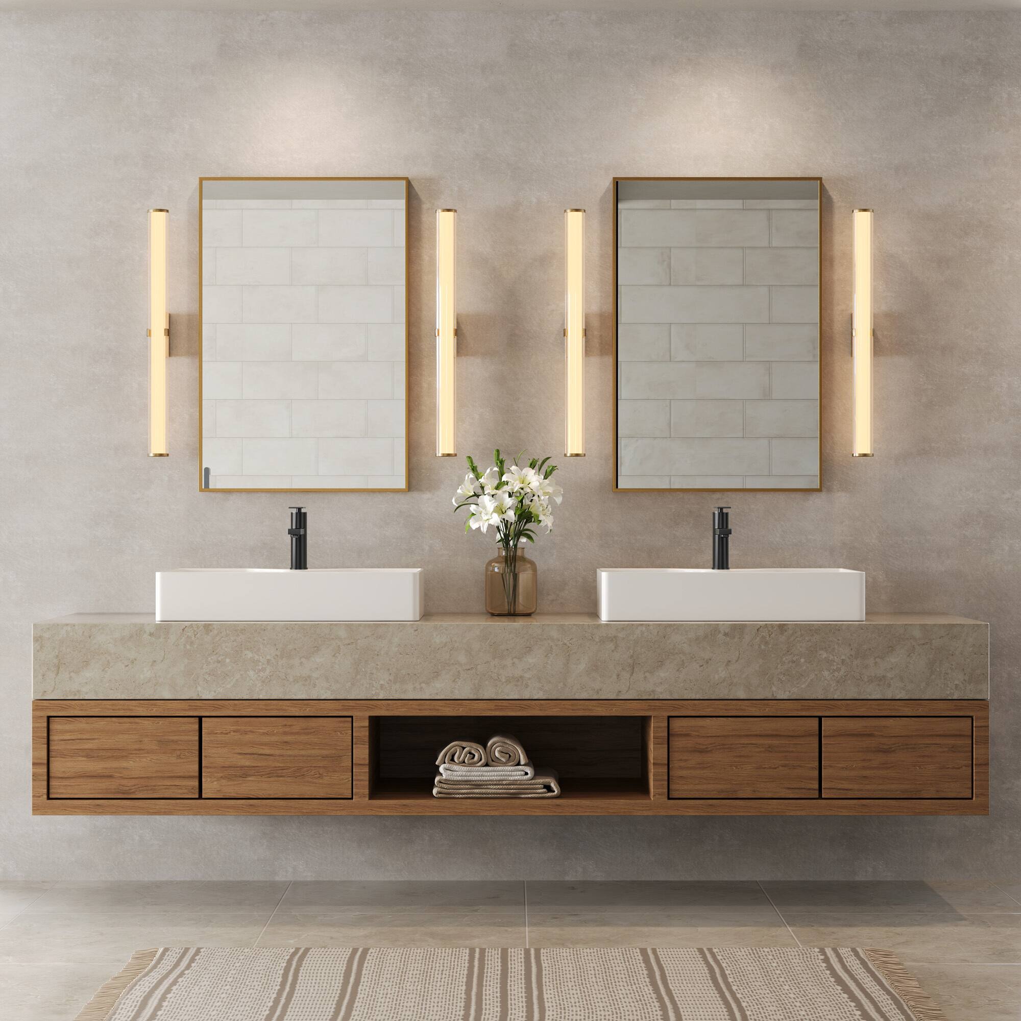 Angle. GRANDJOY - Single Handle Low-Arc Vessel Sink Faucet, 3.6 in. Flat Spout Height with Pop-Up Drain - Matte Black.