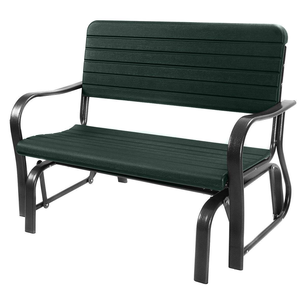 Front. Costway - Costway Outdoor Patio Swing Porch Rocker Glider Bench Loveseat Garden Seat Steel - Green.