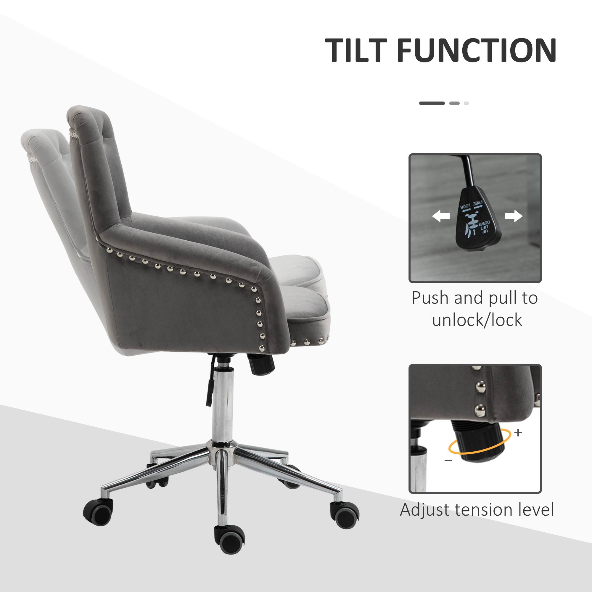 TILT FUNCTION

- Push and pull to unlock/lock
- Adjust tension level