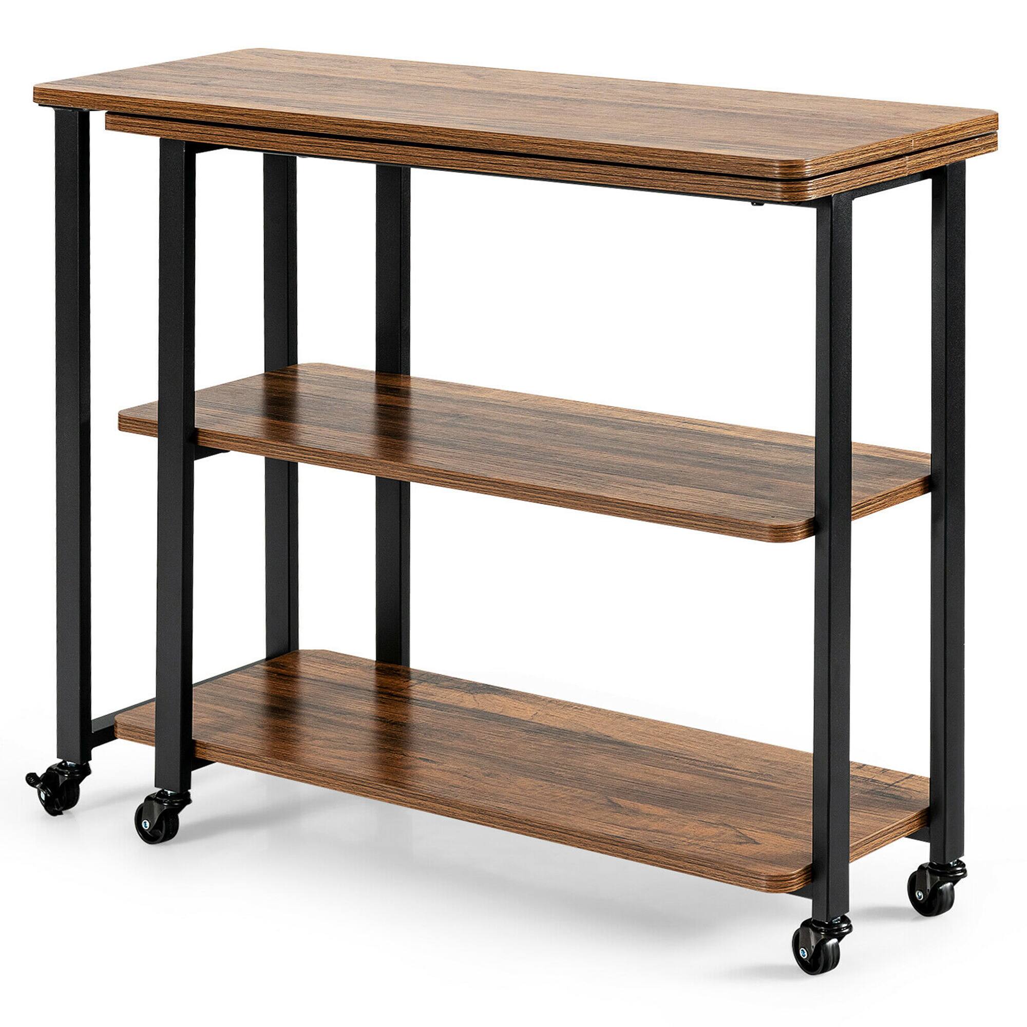 Alt View 9. Gymax - Gymax Sofa Side End Table Rotating Bookcase Patented w/ Wheels Brown - Brown.