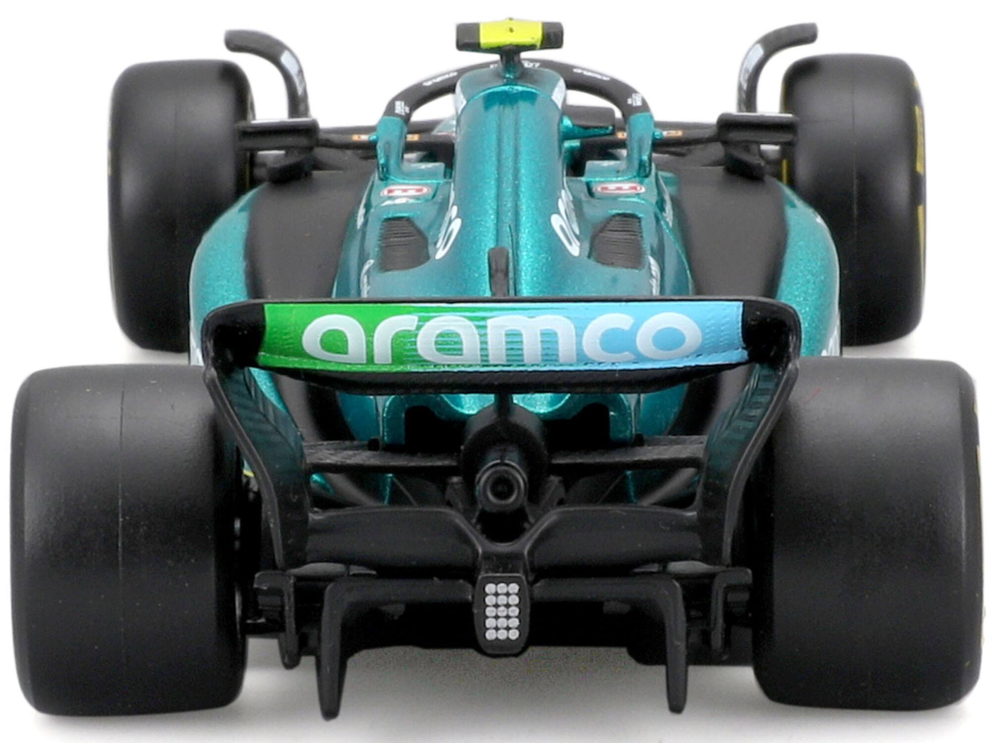 Angle. Bburago - Aston Martin AMR23 #14 Fernando Alonso Cognizant Aramco F1 Team Formula One World Championship 2023 Race Series 1/43 - Green and Black.