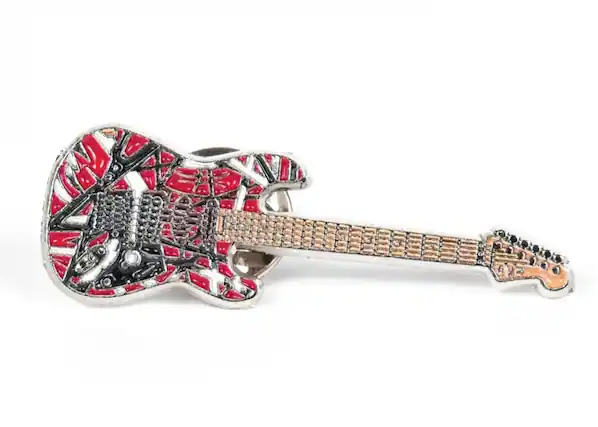Front. PopMarket - Eddie Van Halen - EVH - Eddie Van Halen - Frankenstein Guitar Pin - NOVELTIES - Multicolor.