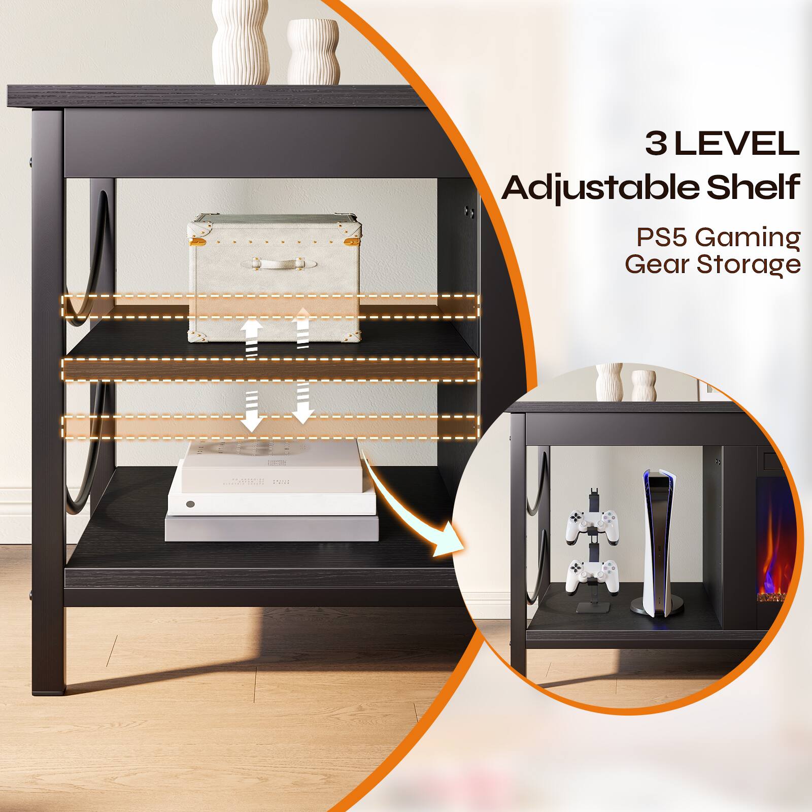 3 LEVEL Adjustable Shelf  
PS5 Gaming Gear Storage