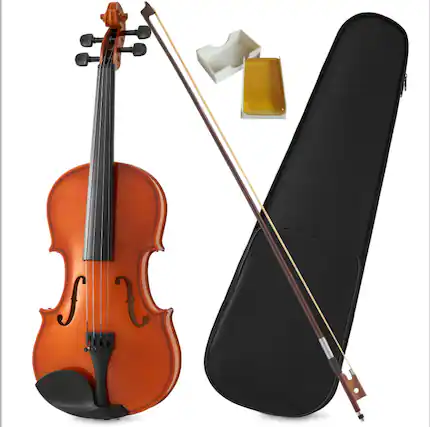 Front. Aukfa - Full Size 4/4 Violin for Beginners & Pros - Durable, Lightweight Design, Rich Sound, Gloss Finish, Ready to Play.
