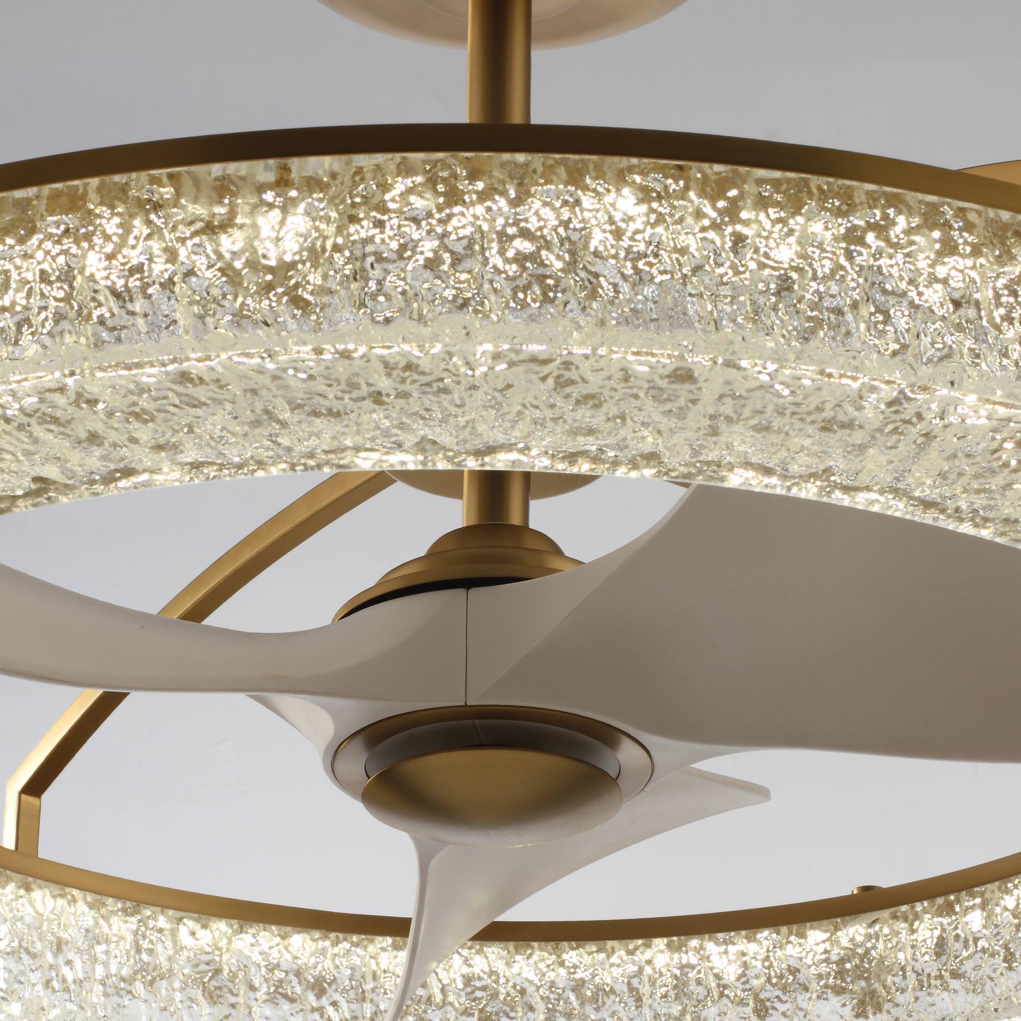 Alt View 6. Perimost - 33" Modern Gold Resin Shade Ceiling Fan Chandelier with Remote and DC Reversible Motor - Gold.