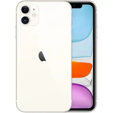 Front. Apple - iPhone 11 A2111 (Fully Unlocked) 128GB - White.