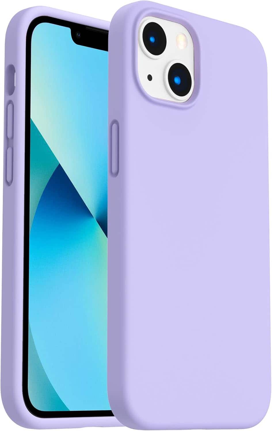 Front. Ornarto - ORNARTO Shockproof Liquid Silicone Designed for iPhone 13 Case Anti-Shock Cover Drop Protection 6.1inch-Light Purple - Light Purple.