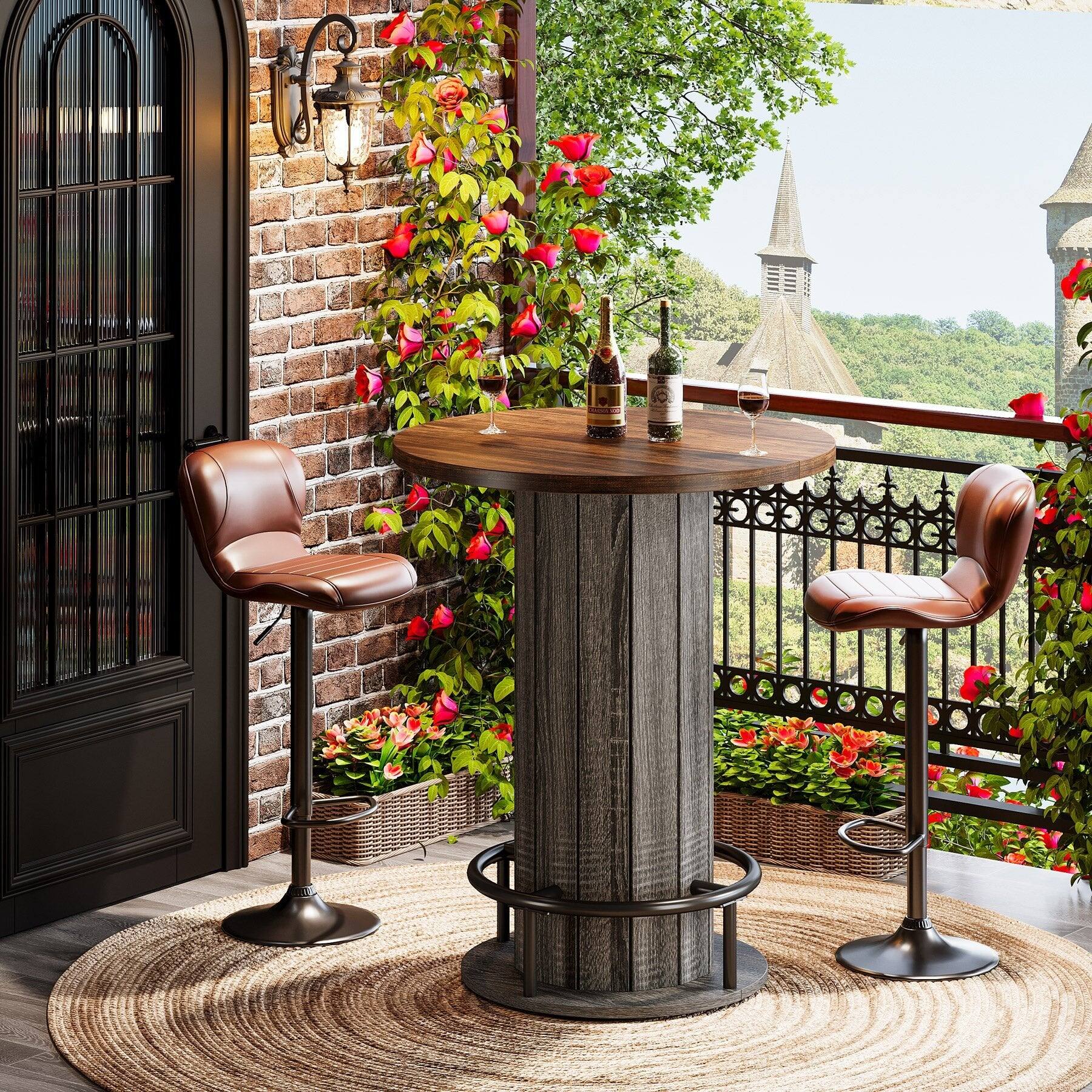 Tribesigns Bar Table with Wood Construction, Footrest, Wood Grain ...