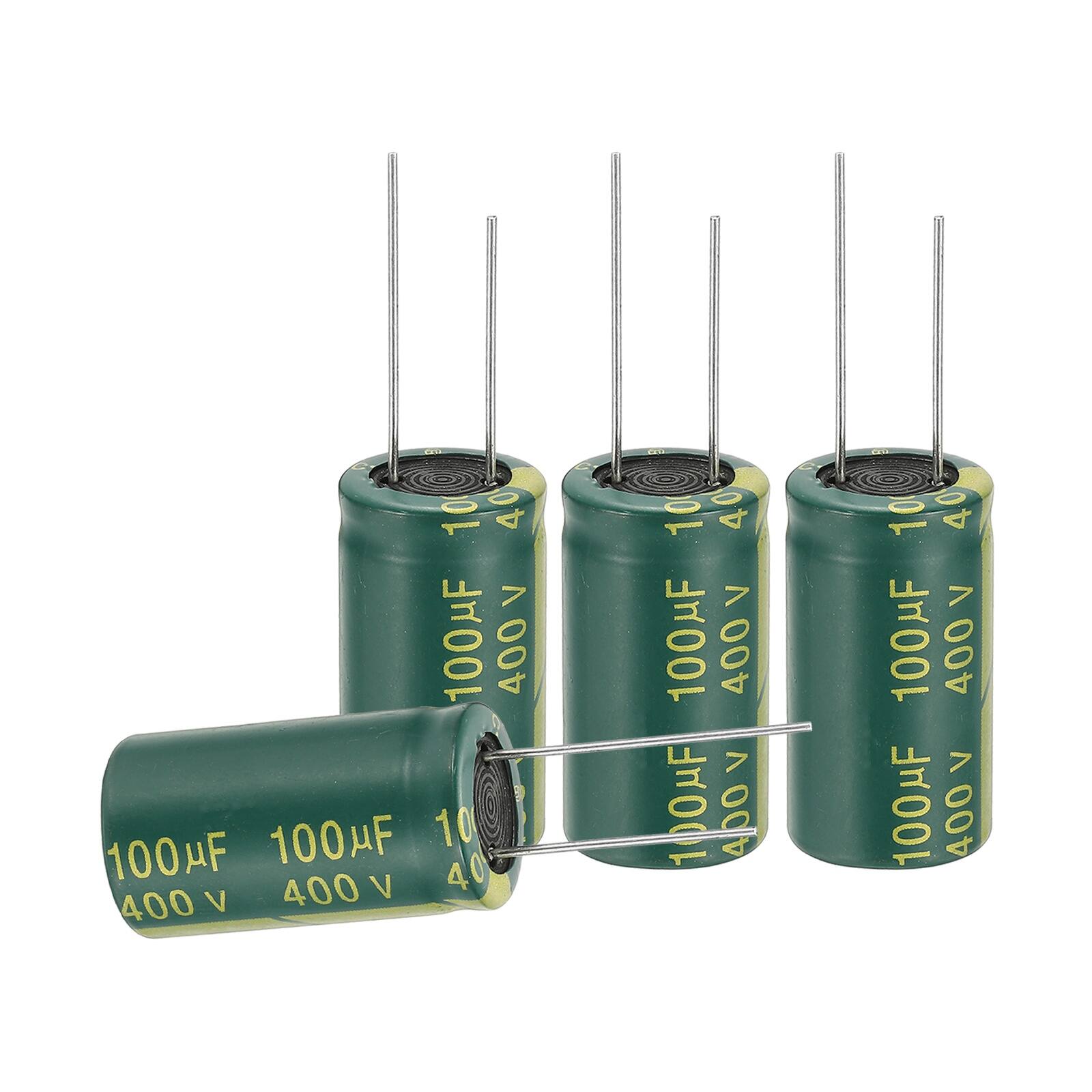 Unique Bargains - 100uF 400V 16x30mm Electrolytic Capacitor, High Frequency, Low Impedance, Radial Leads, 6pcs - Green