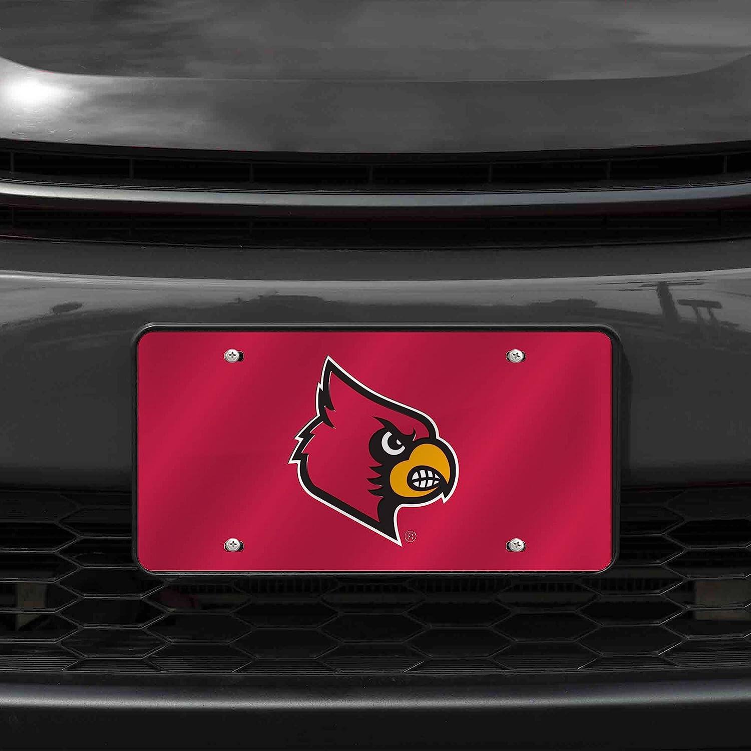Alt View 1. Rico Industries - University of Louisville Cardinals Red Mirrored Laser Cut License Plate Laser Tag - Multi.