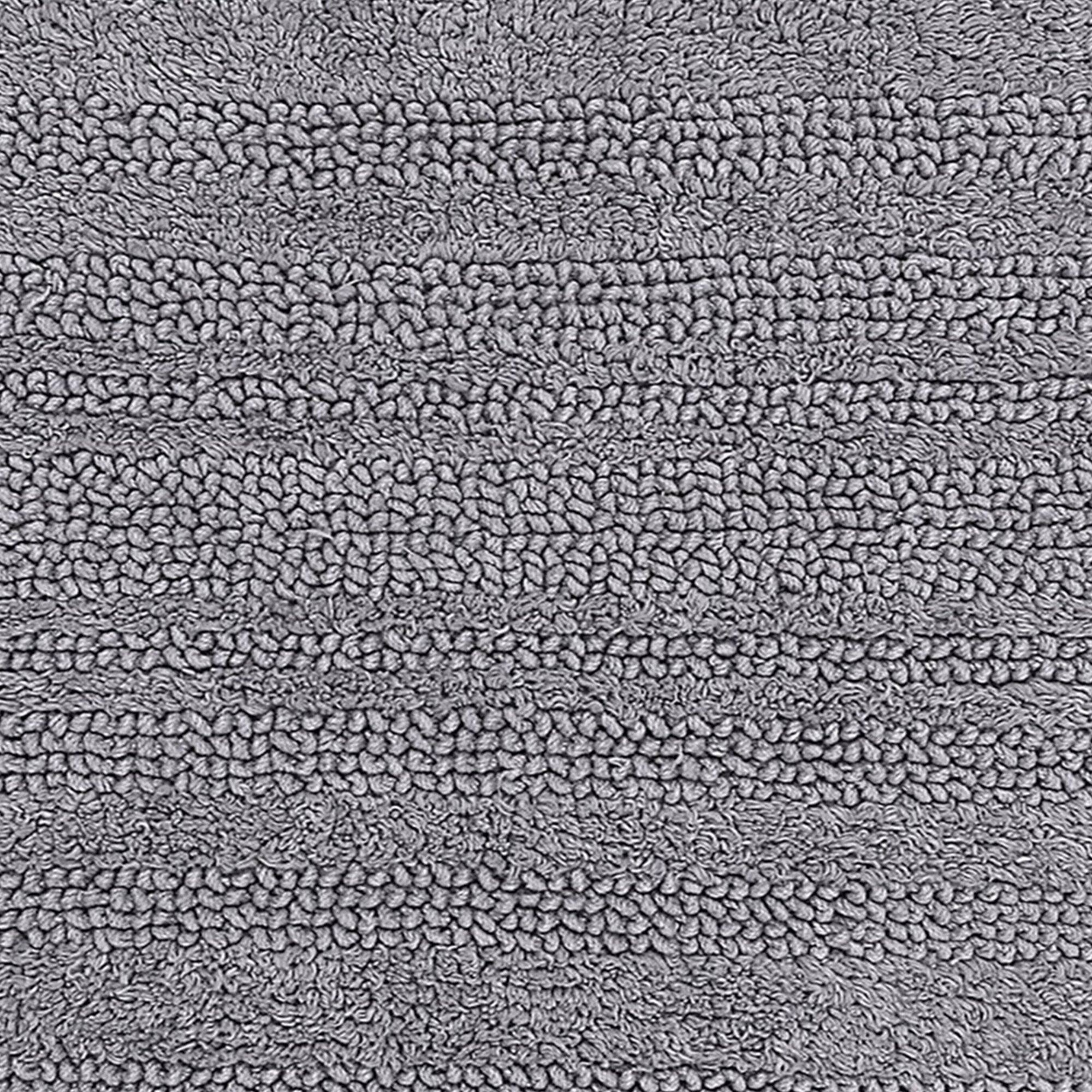 Left. Knightsbridge - Knightsbridge Silver Plush Cotton Reversible Bath Rug - Soft and Absorbent - Silver.