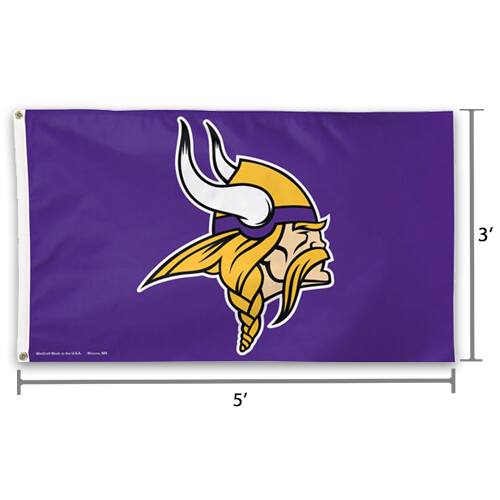 Alt View 1. WinCraft - Minnesota Vikings Deluxe 3' x 5' Flag - Multicolor.