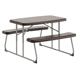 Flash Furniture - Paige Easy-Fold Folding Plastic Kids Outdoor Picnic Table and Benches - Commercial Grade - Seating for 4 Kids - Brown