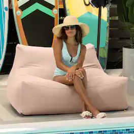 Jaxx - Lavista Outdoor Bean Bag Loveseat / Modern Patio Sofa, Sunbrella - Petal