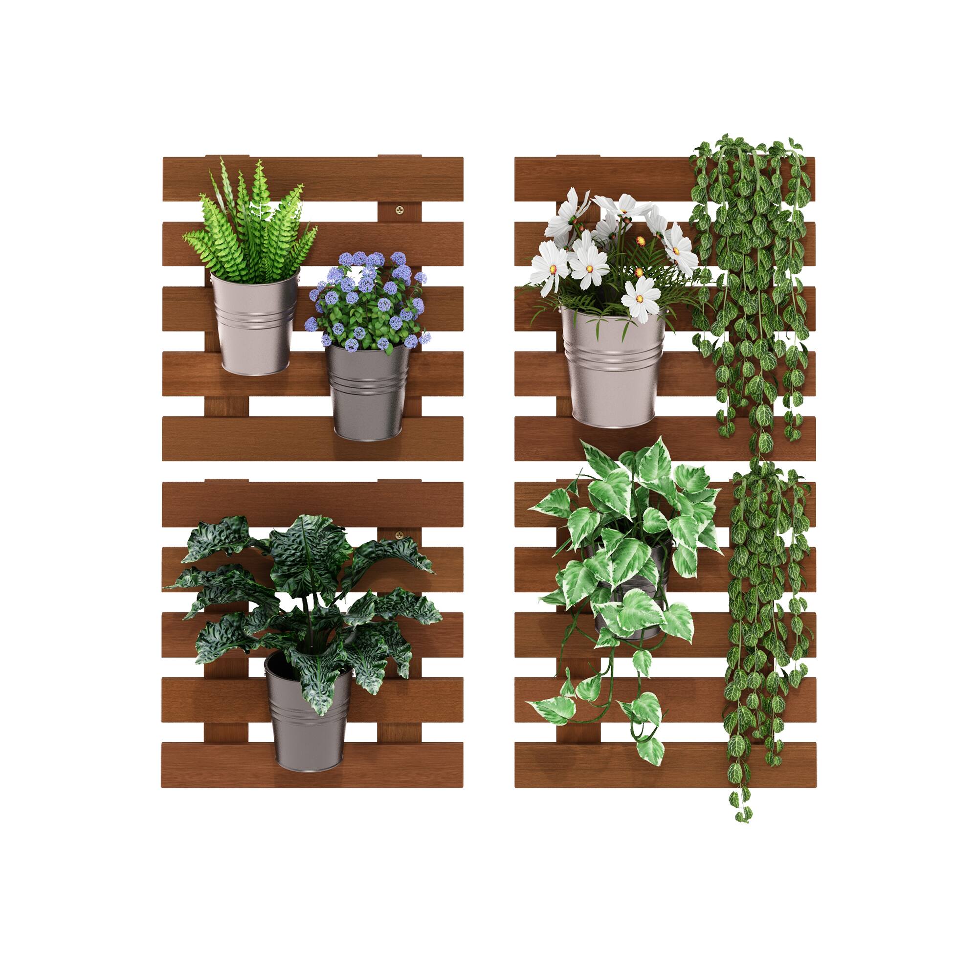 Alt View 5. Furinno - TIOMAN Outdoor Vertical Wall Planter, Set of 4 Wooden Hanging Planters, for Indoor, Outdoor Plants - Light Wood.