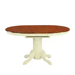 FurniFact - White Oval Pedestal Table - Buttermilk & Cherry