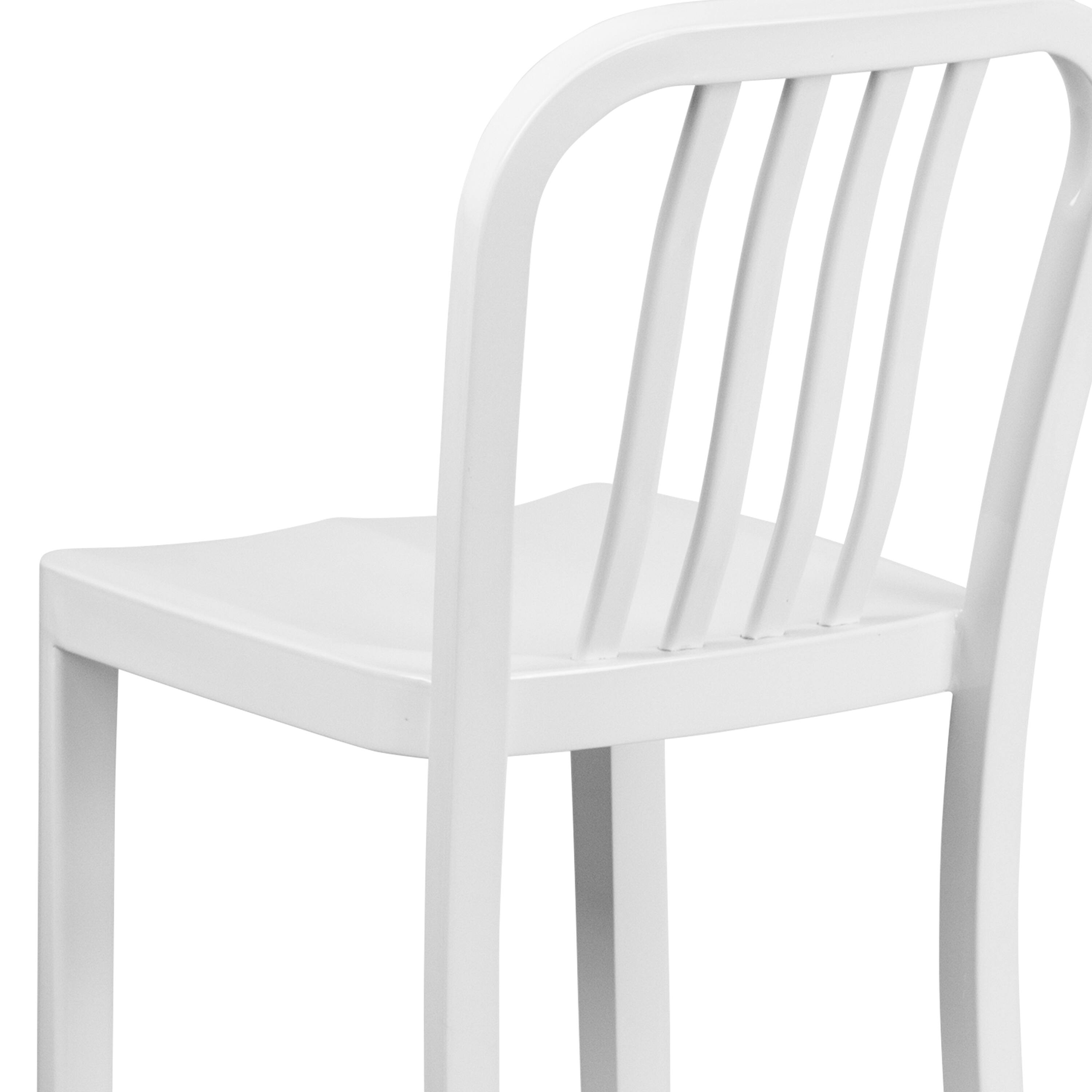 Alt View 9. Emma + Oliver - Commercial Grade 30"H Colorful Metal Indoor-Outdoor Vertical Slat Back Barstool - White.