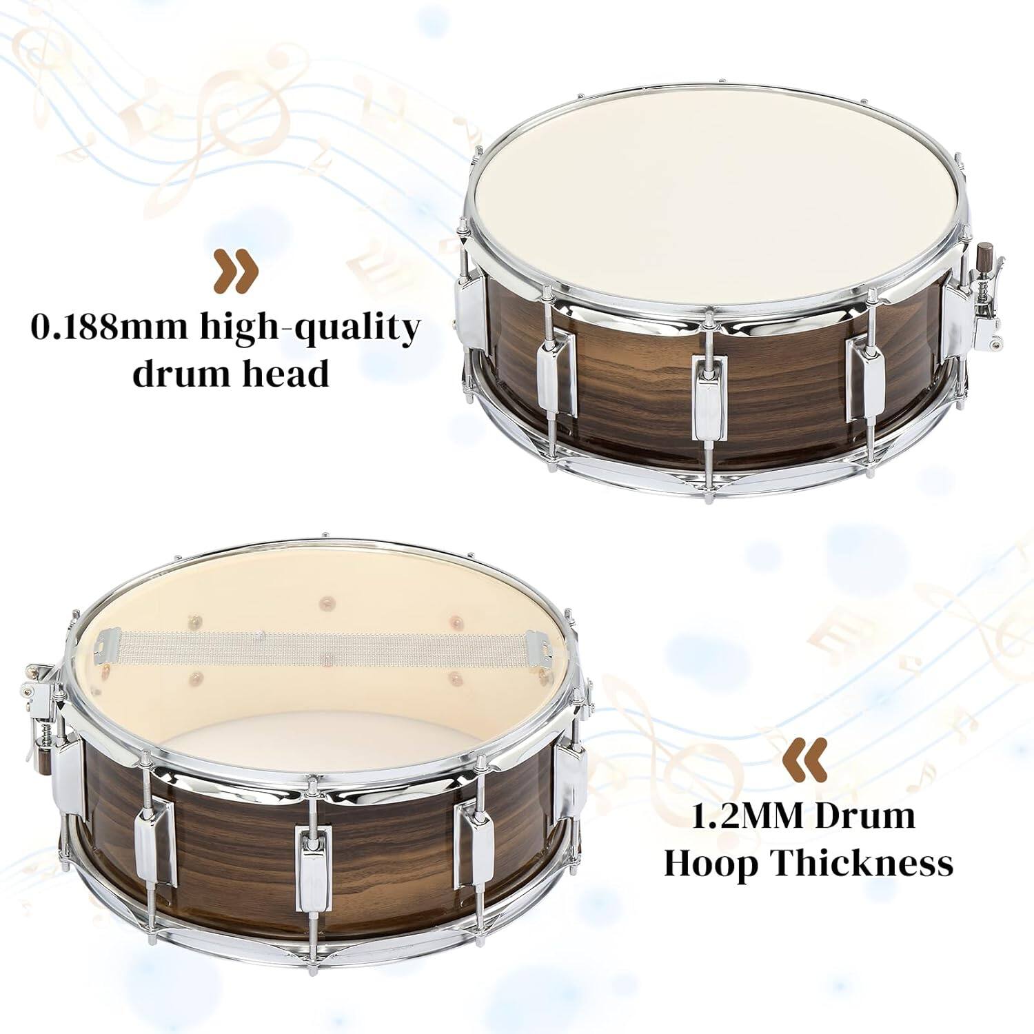 0.188mm high-quality drum head  
1.2MM Drum Hoop Thickness