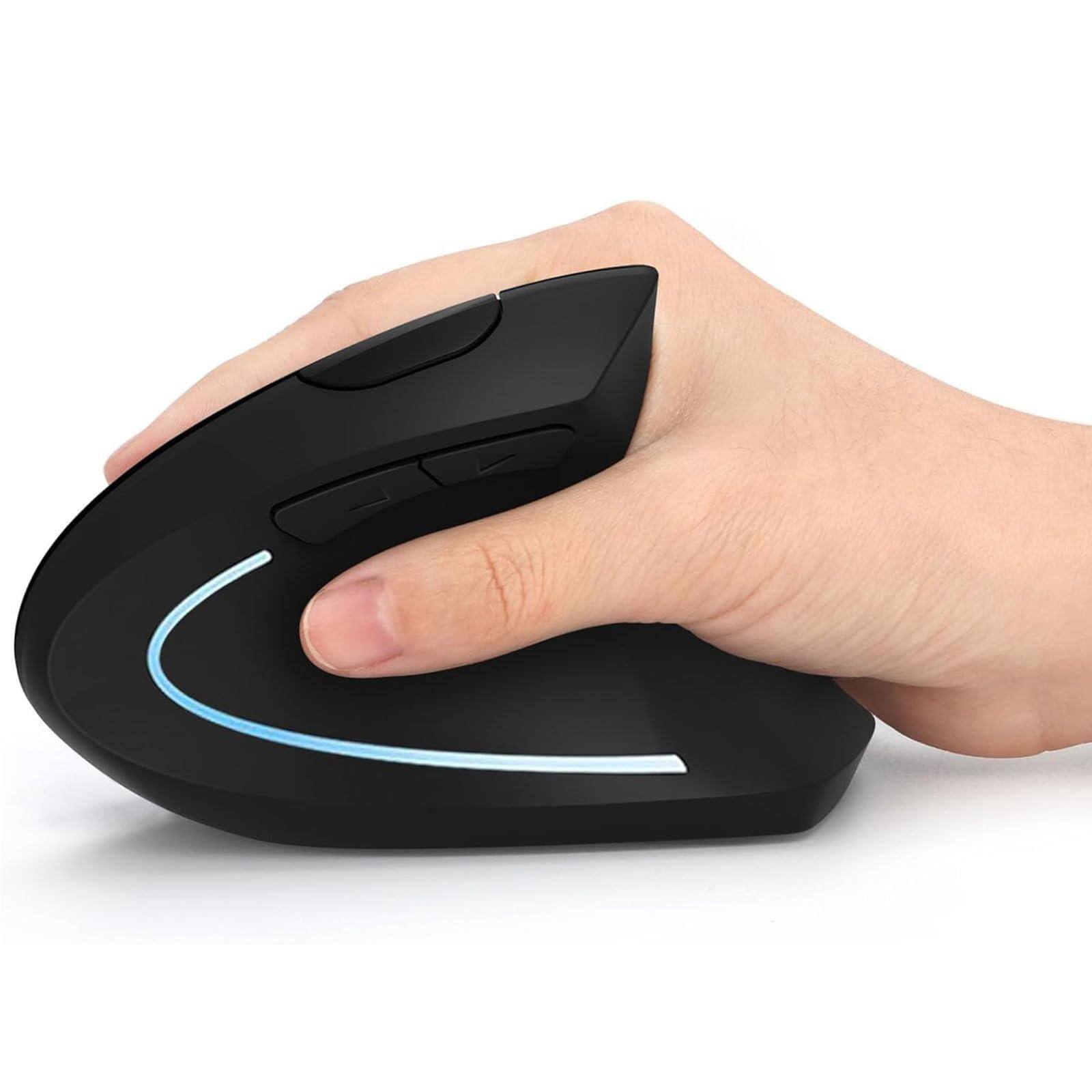 Front. Cozy Serene - Wireless Mouse Rechargeable Black Vertical 2.4g Optical Mice Adjustable Dpi 800/1200/1600 - Default.
