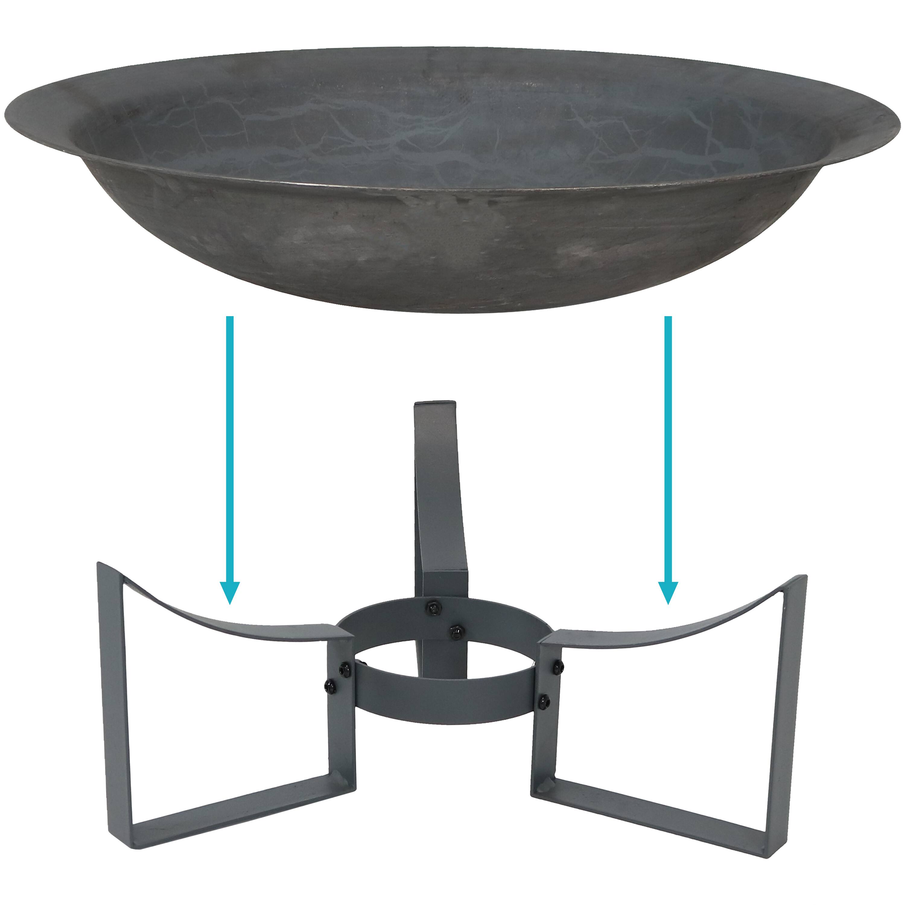 Alt View 4. Sunnydaze - 24 in Modern Cast Iron Fire Pit Bowl with Stand - Bronze.