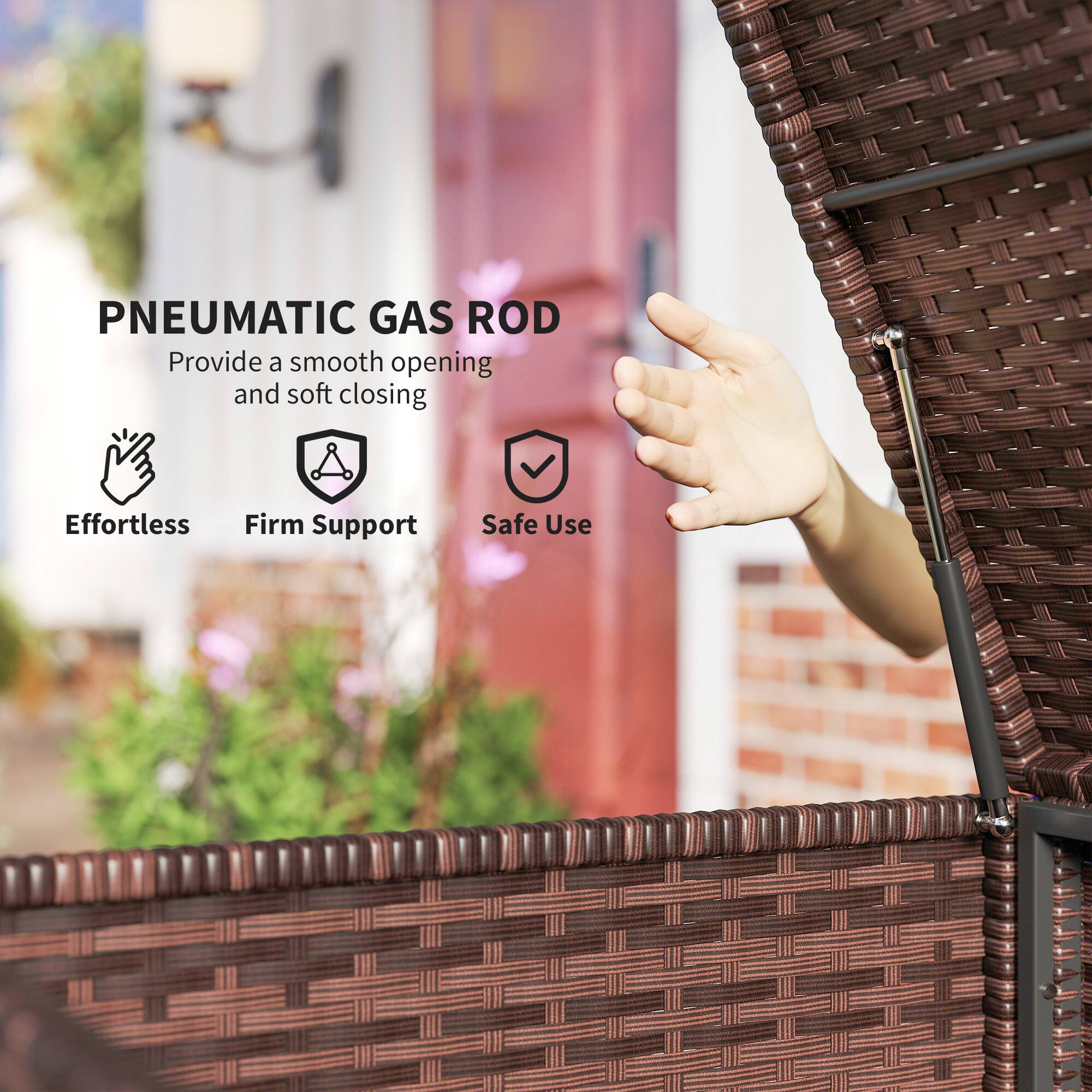 PNEUMATIC GAS ROD
Provide a smooth opening and soft closing
Effortless
Firm Support
Safe Use