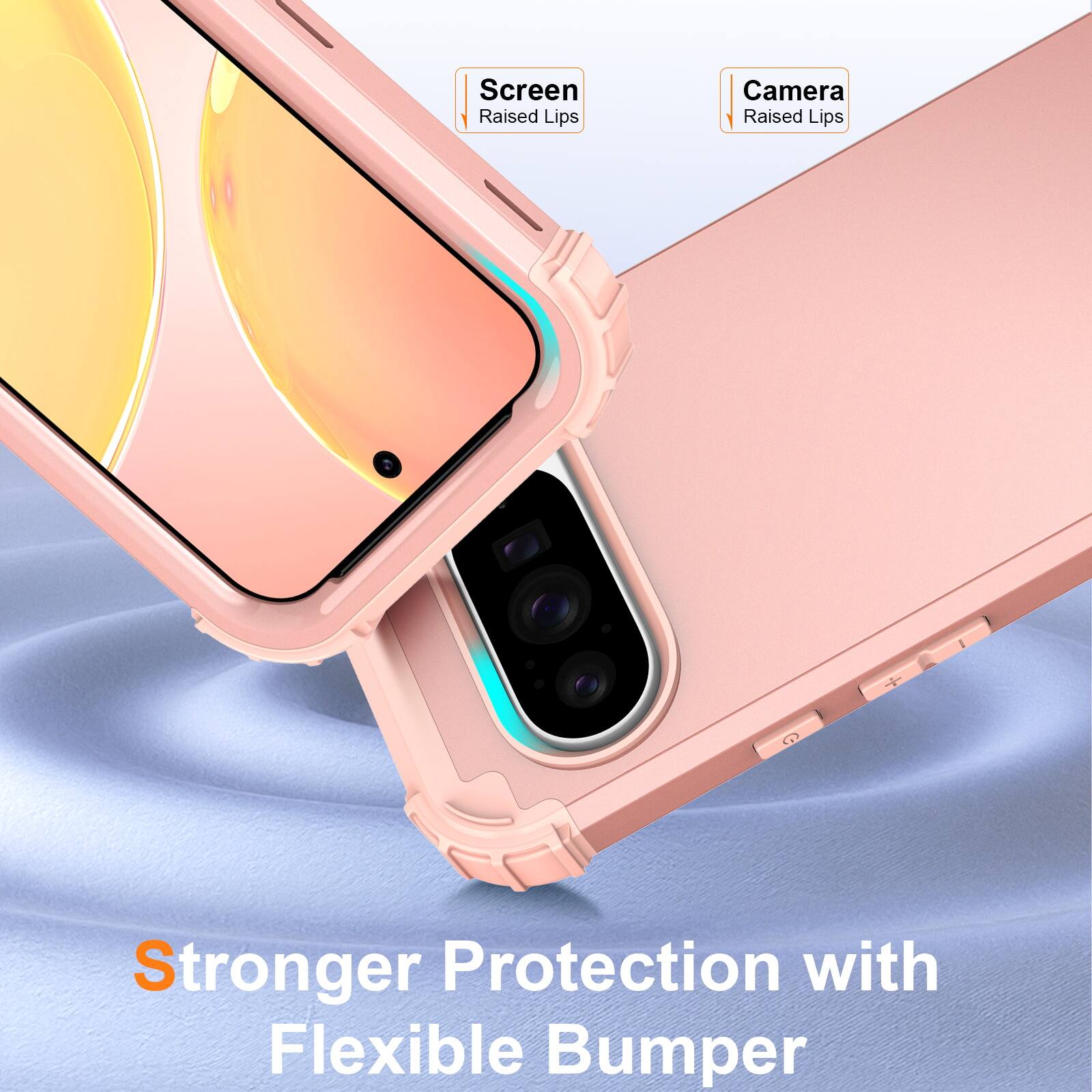 Screen Raised Lips  
Camera Raised Lips  
Stronger Protection with Flexible Bumper