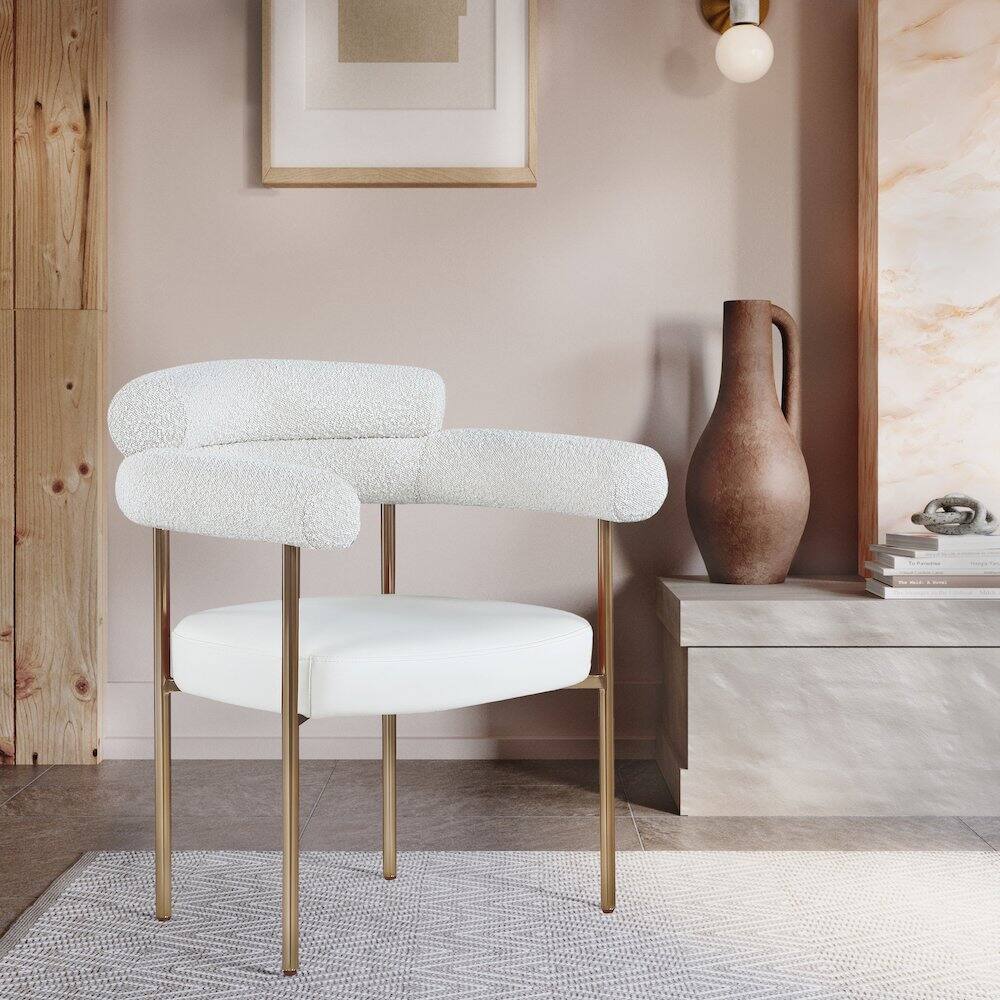 Alt View 1. Meridian Furniture - Blake Cream Vegan Leather / Boucle Fabric Dining Chair, Set of 2 - Beige.