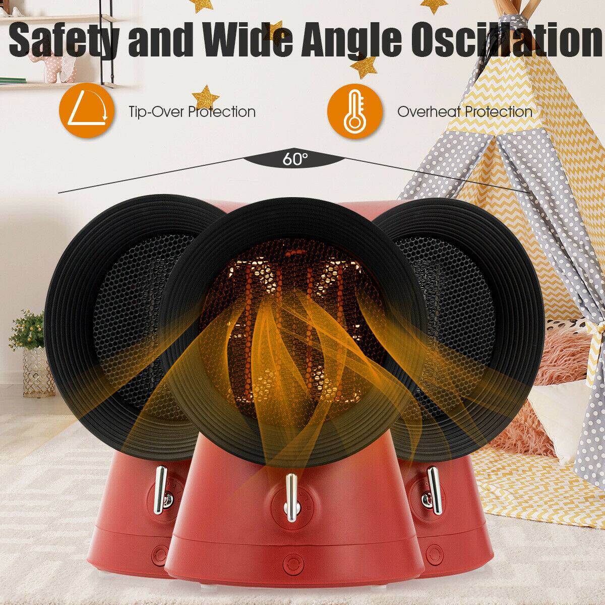 Safety and Wide Angle Oscillation  
Tip-Over Protection  
Overheat Protection  
60°