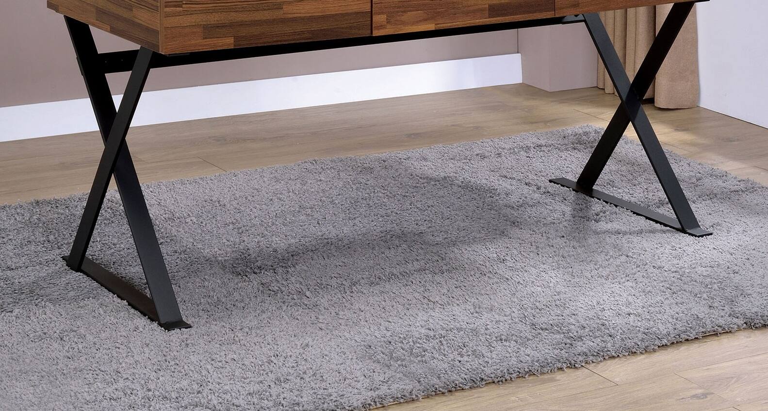 Back. APRILSOUL - Industrial Computer Desk With Three Storage Drawers USB And Power Outlet X-Cross Legs Black - Black.