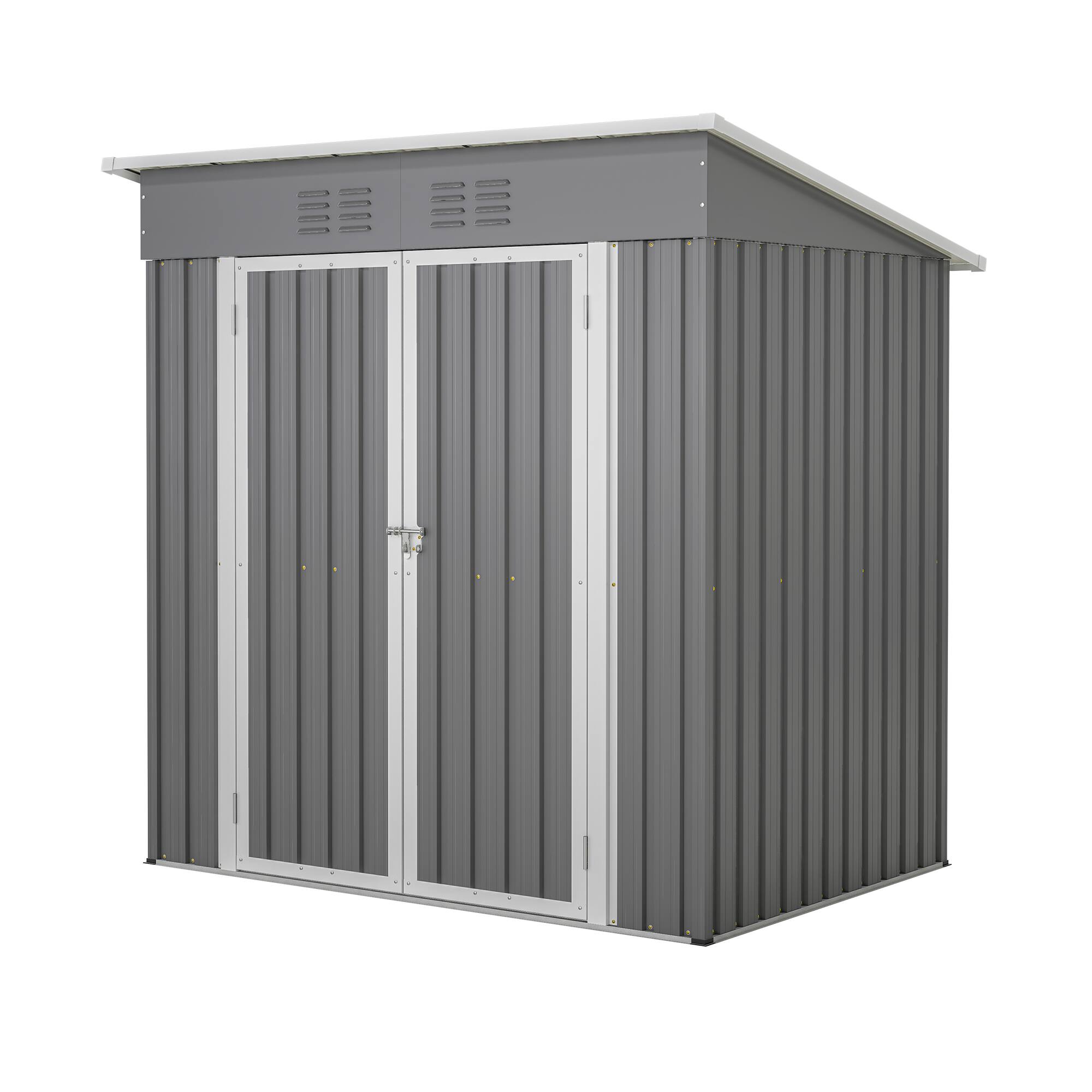 Alt View 6. Mondawe - 6x4 FT Outdoor Metal Storage Shed With Lockable Door and Floor Frame - Gray.