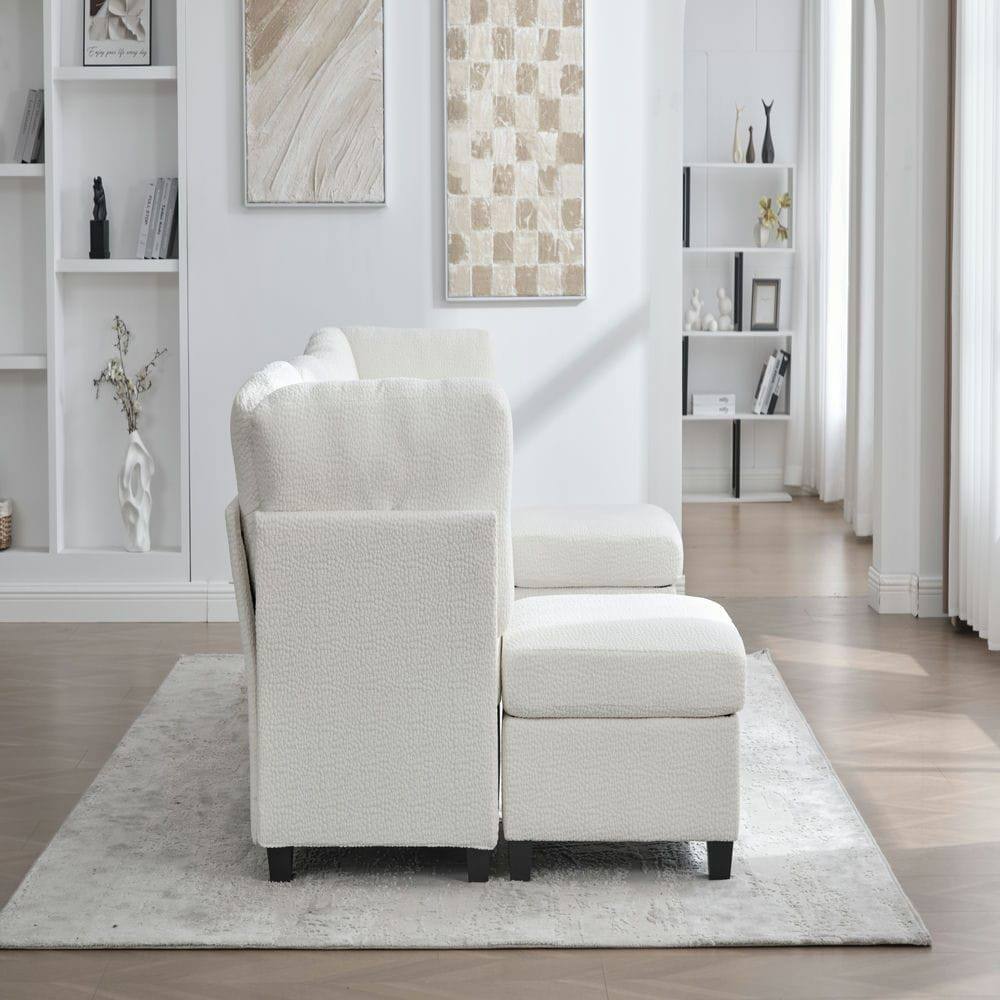 Alt View 1. Resenkos - U-Shaped 6-Seat Sectional, Oversized Modular Design with Chaise and Storage Ottoman, Beige - Beige.