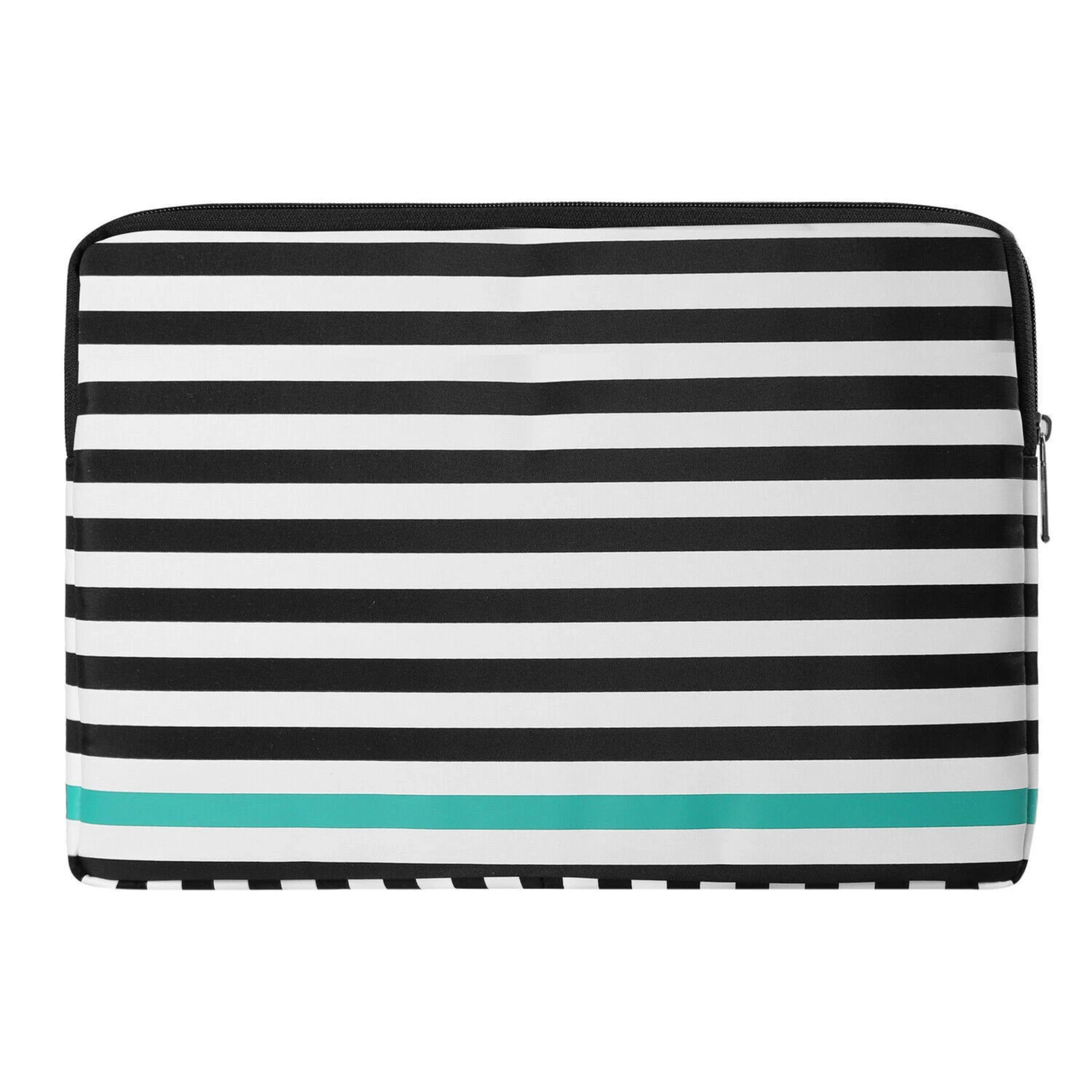 Angle. Kitcheniva - Leather Laptop Sleeve Case Bag For 12" Laptop Black White Stripe/Green - Black White Stripe/Green.