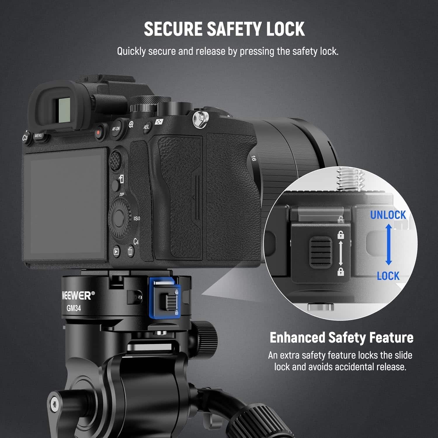 Neewer GM34 Quick Release Plate Kit, Auto Lock Square QR, Arca