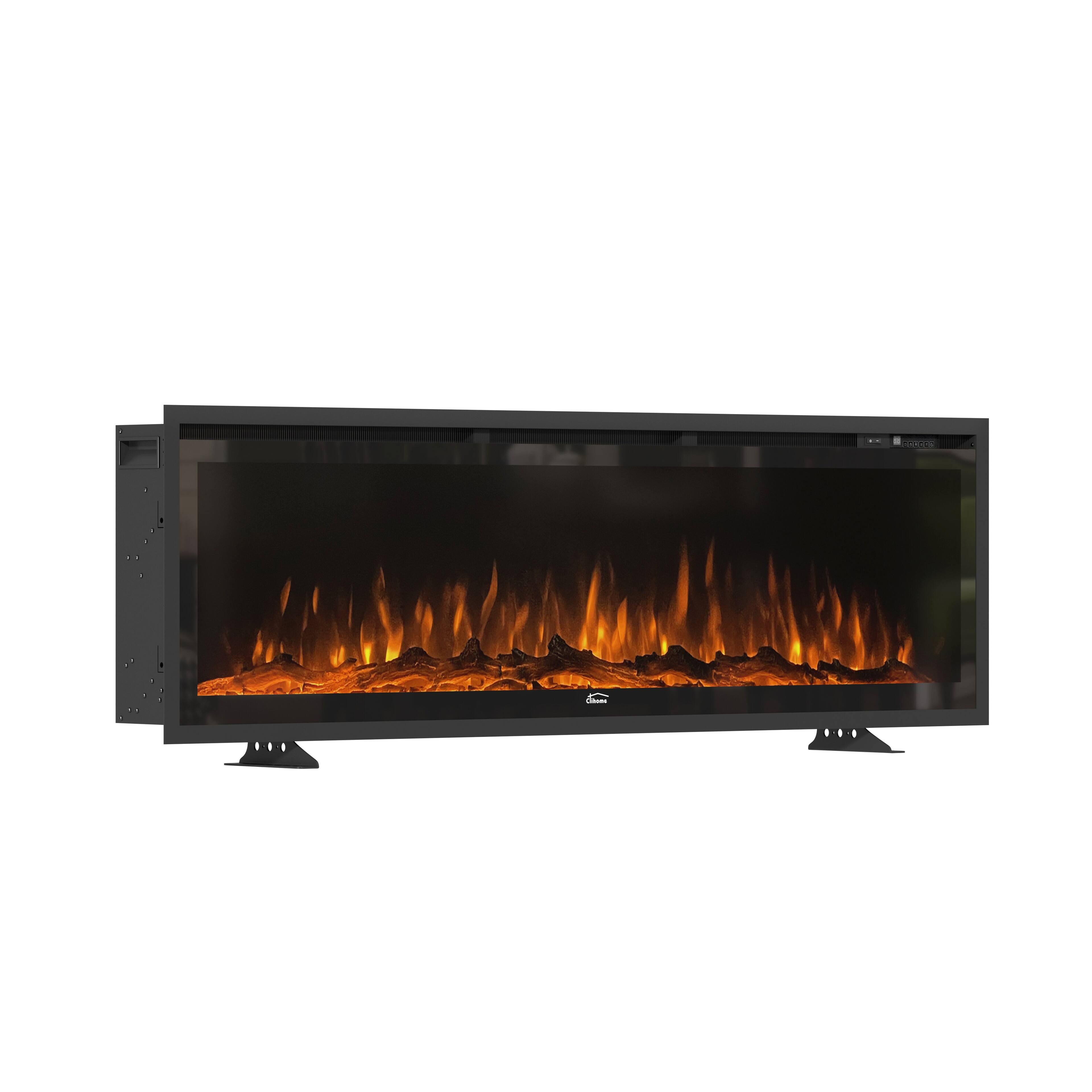Front. Boyel Living - 50 in. Wall Mounted Standing Electric Heater Electric Fireplace - Black.