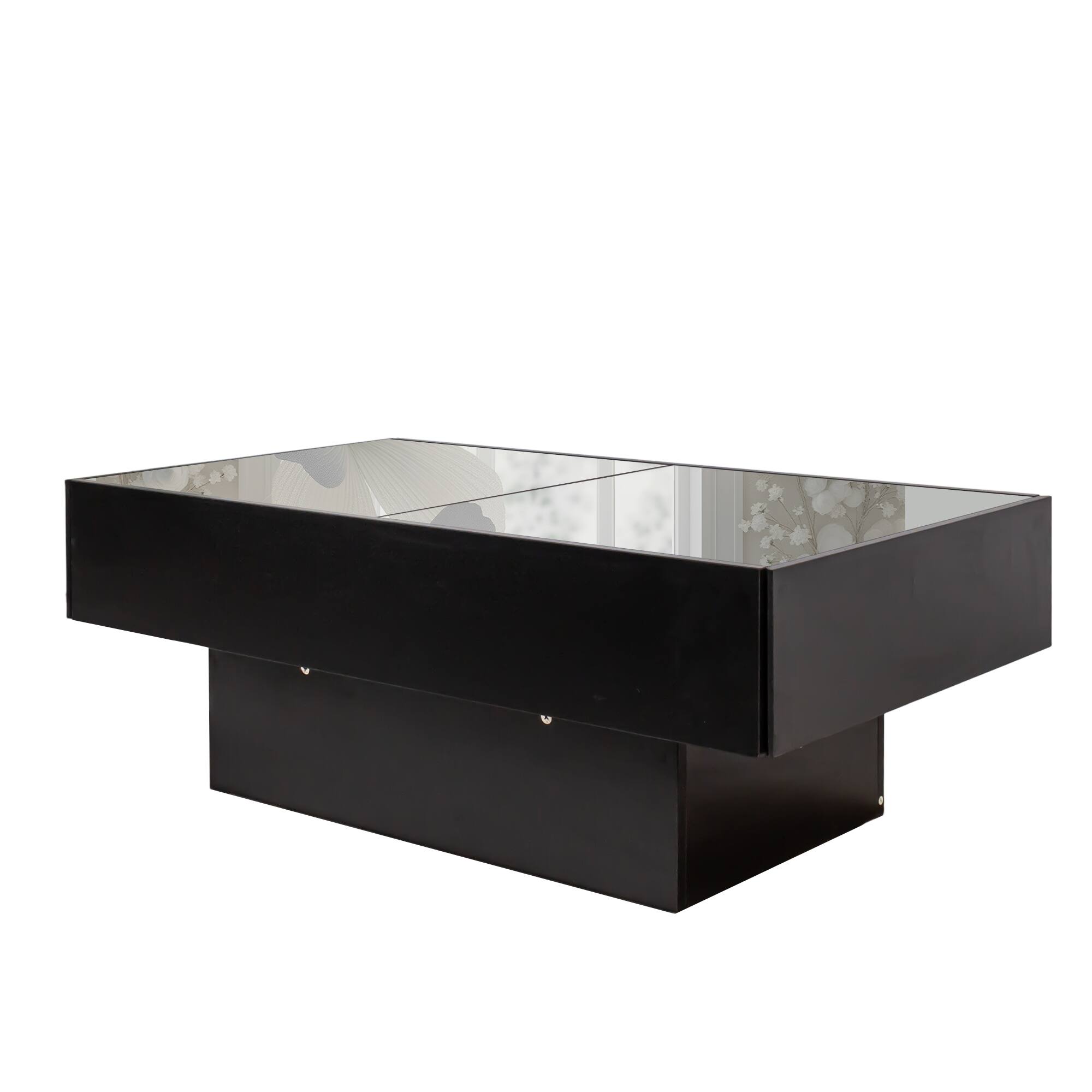 Alt View 7. Tiramisubest - Coffee Table with Sliding Tabletop, Center Table with Hidden Storage Compartment, Extendable Table for Living Room - Black.
