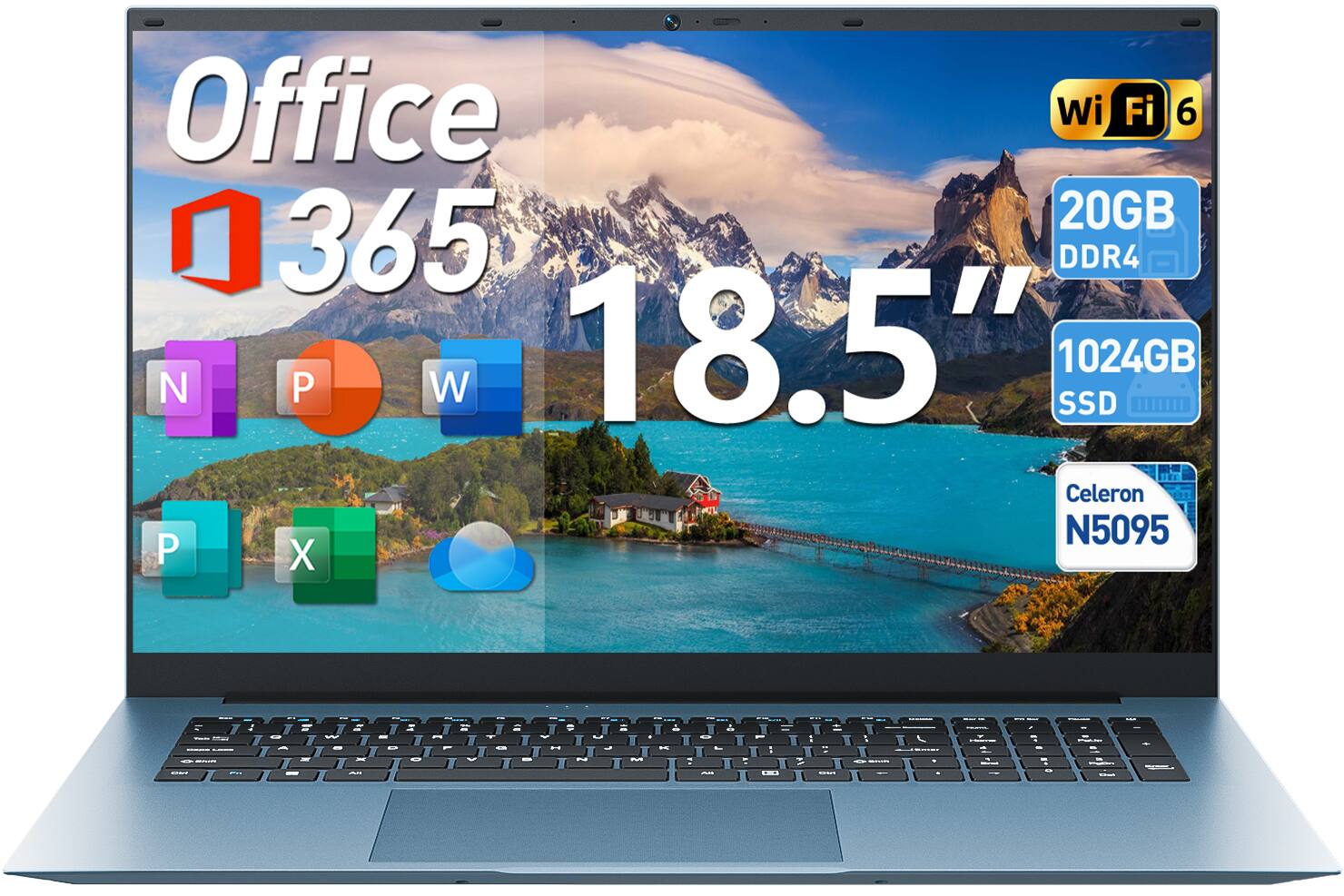 Office Wi-Fi 6  
20GB  
365  
DDR4  
18.5"  
SSD 1024GB  
Celeron N5095