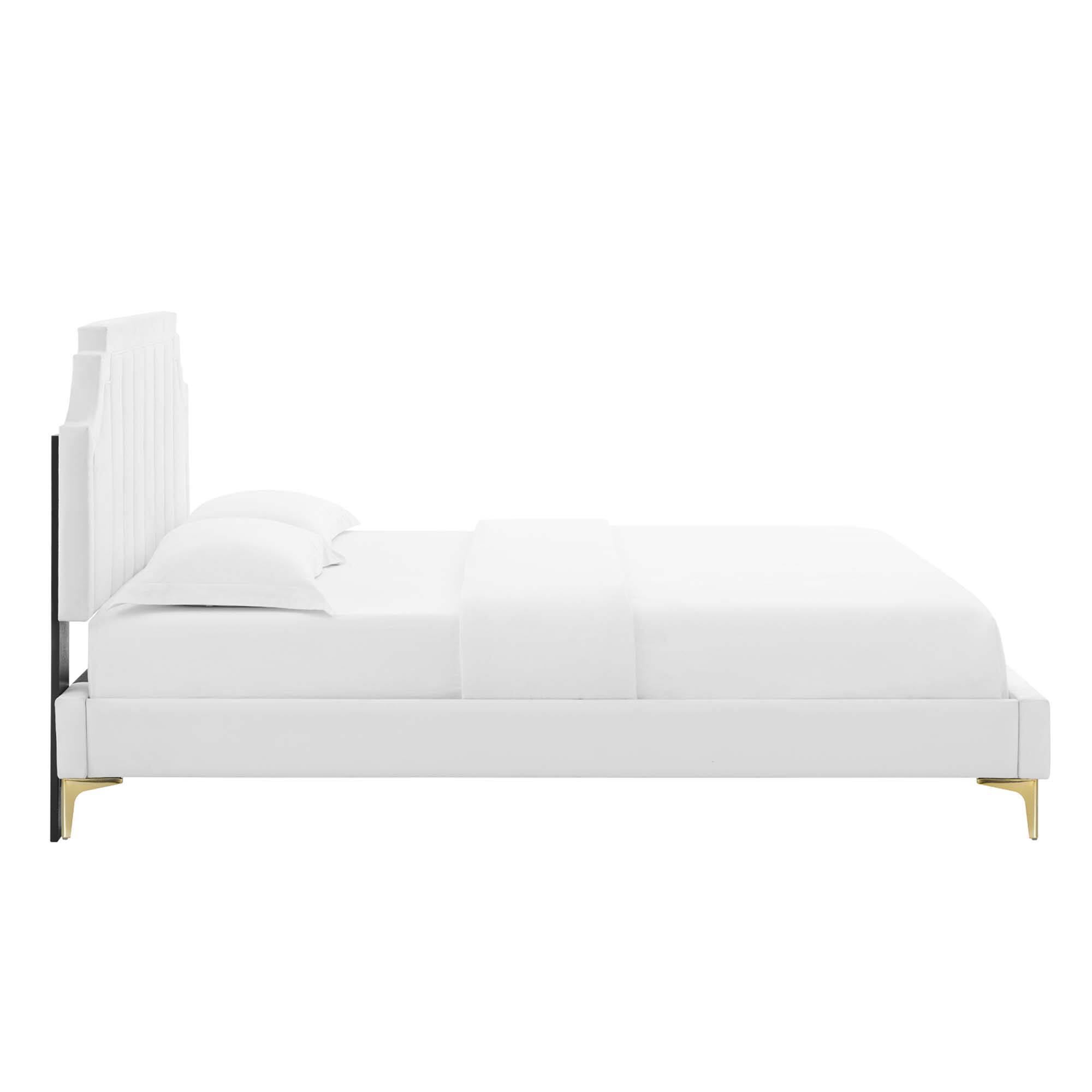 Alt View 6. Modway - Sienna Performance Velvet Full Platform Bed - White.