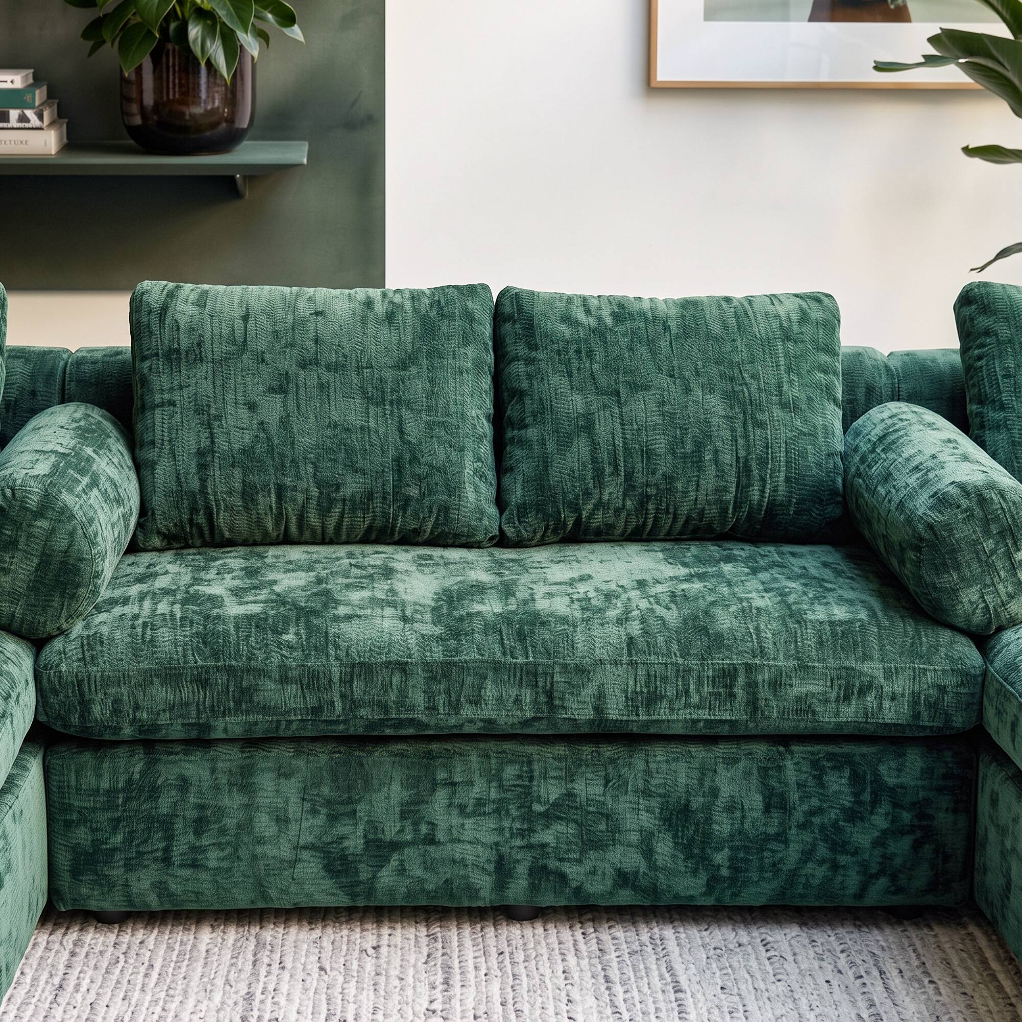 Alt View 8. Famapy - Oversized Modular Sectional Sofa with Double Chaise, 6-Seater Compressed U-Shaped Couch - Dark Green.