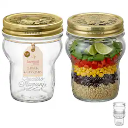 Bormioli Rocco - Quattro Stagioni Small Glass Jars Set of 2, 9.25 Oz Twist Lids - Clear