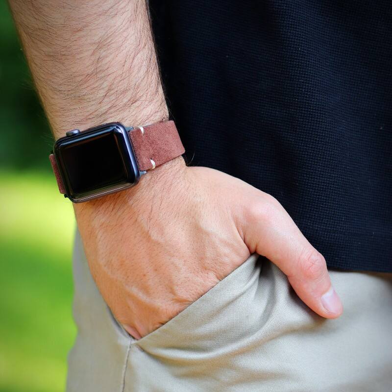 Alt View 1. StrapsCo - Everyday Suede Watch Band Strap For Apple Watch - 44mm/45mm/46mm/49mm - Black.