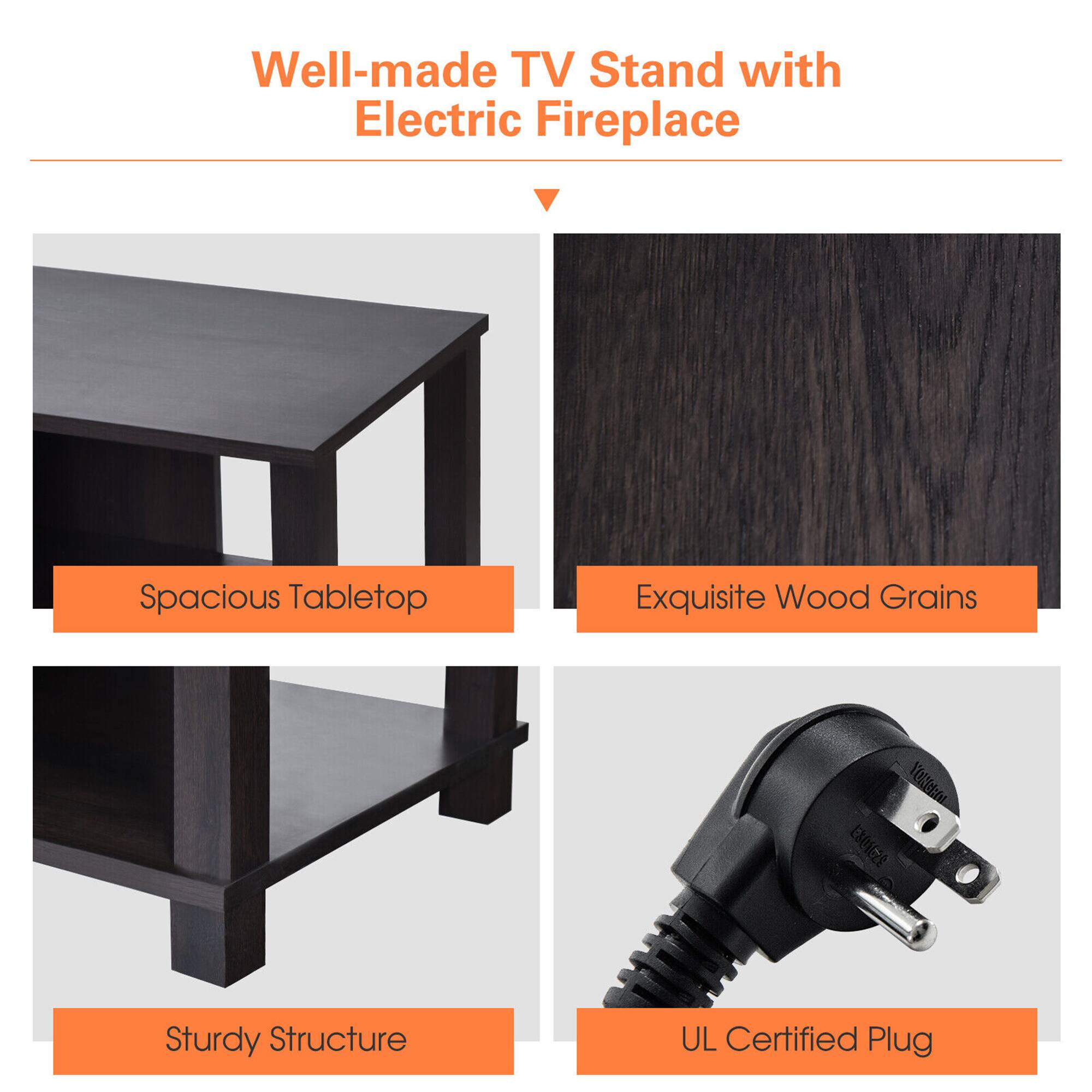 Well-made TV Stand with Electric Fireplace

- Spacious Tabletop
- Exquisite Wood Grains
- Sturdy Structure
- UL Certified Plug