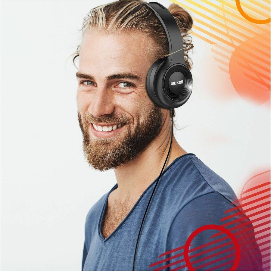 Alt View 1. Maxell - Maxell Bass 13 Headphones - Stereo - Wired - Over-the-head, On-ear - Binaural - Circumaural - 6 ft Cable - Black - Black.