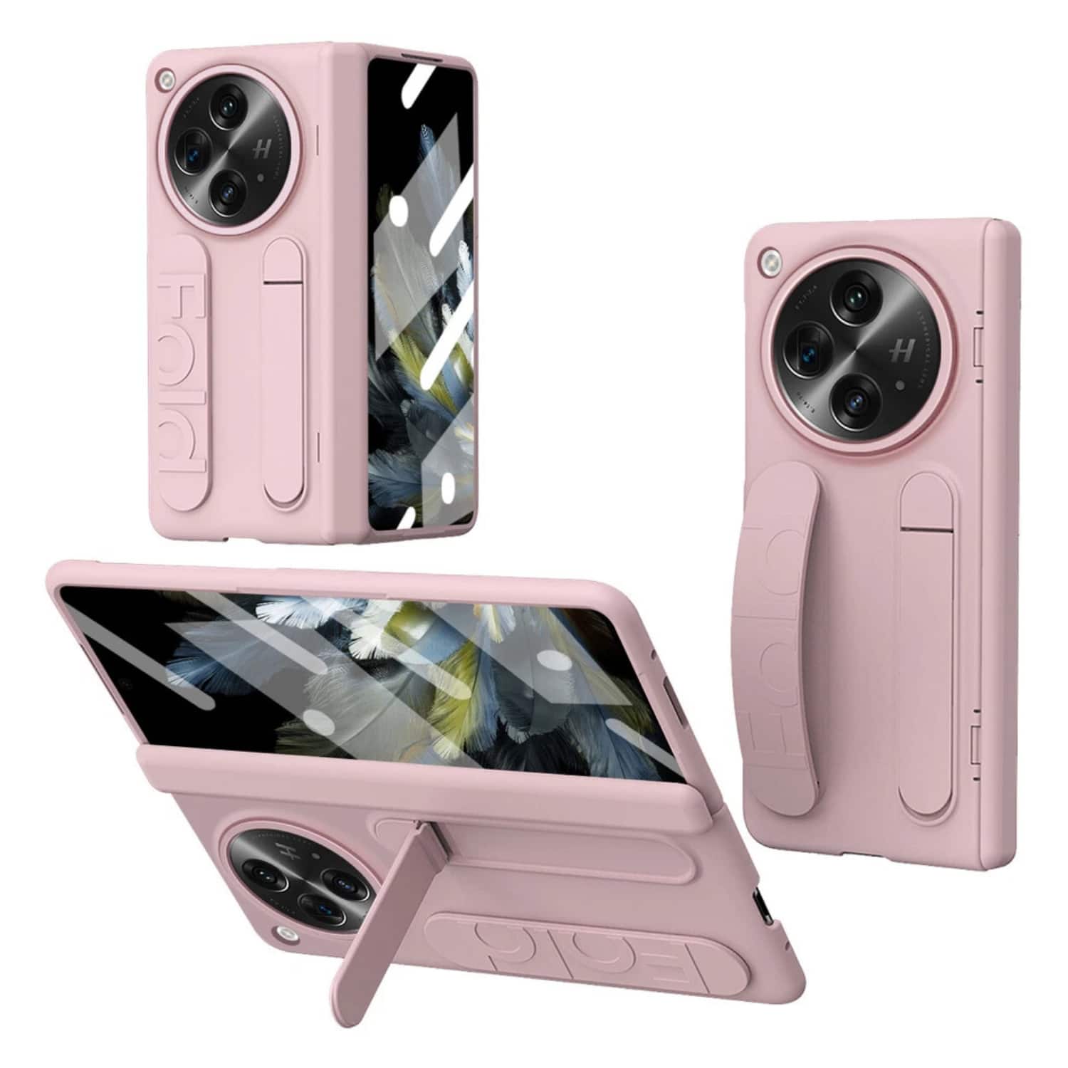 Stock Preferred - Fold Wristband Case with Screen Protector & Kickstand For OnePlus - Pink