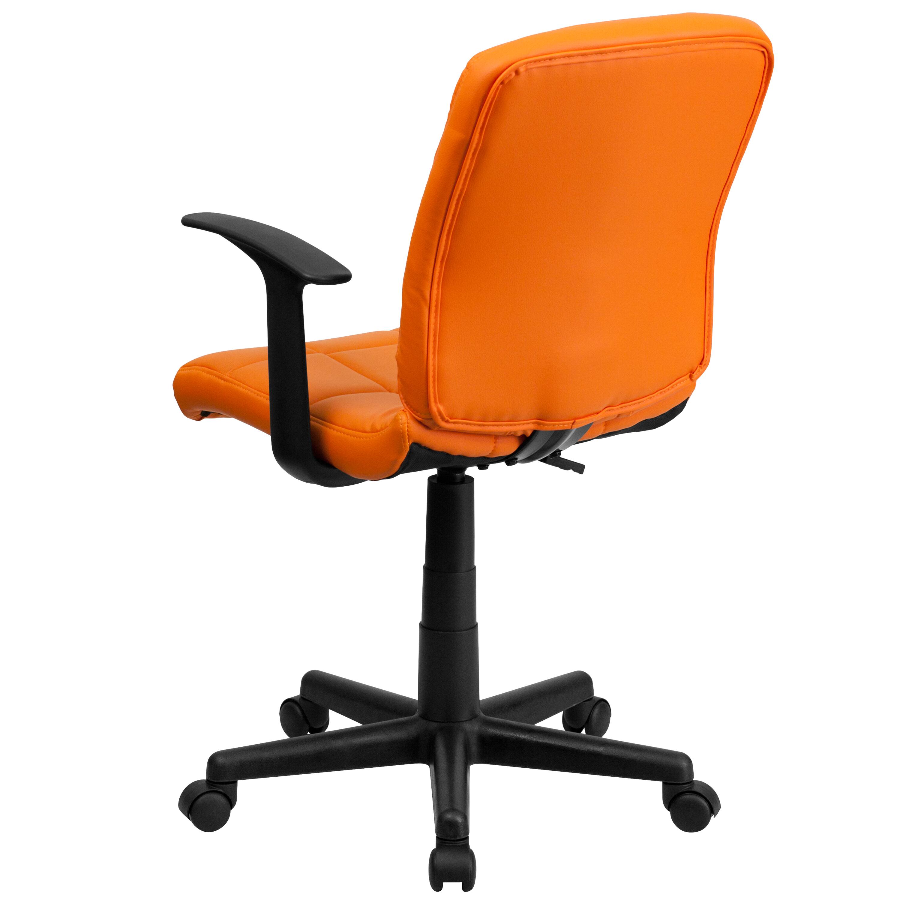 Alt View 5. Emma + Oliver - Mid-Back Quilted Vinyl Swivel Task Office Chair with Arms - Orange.