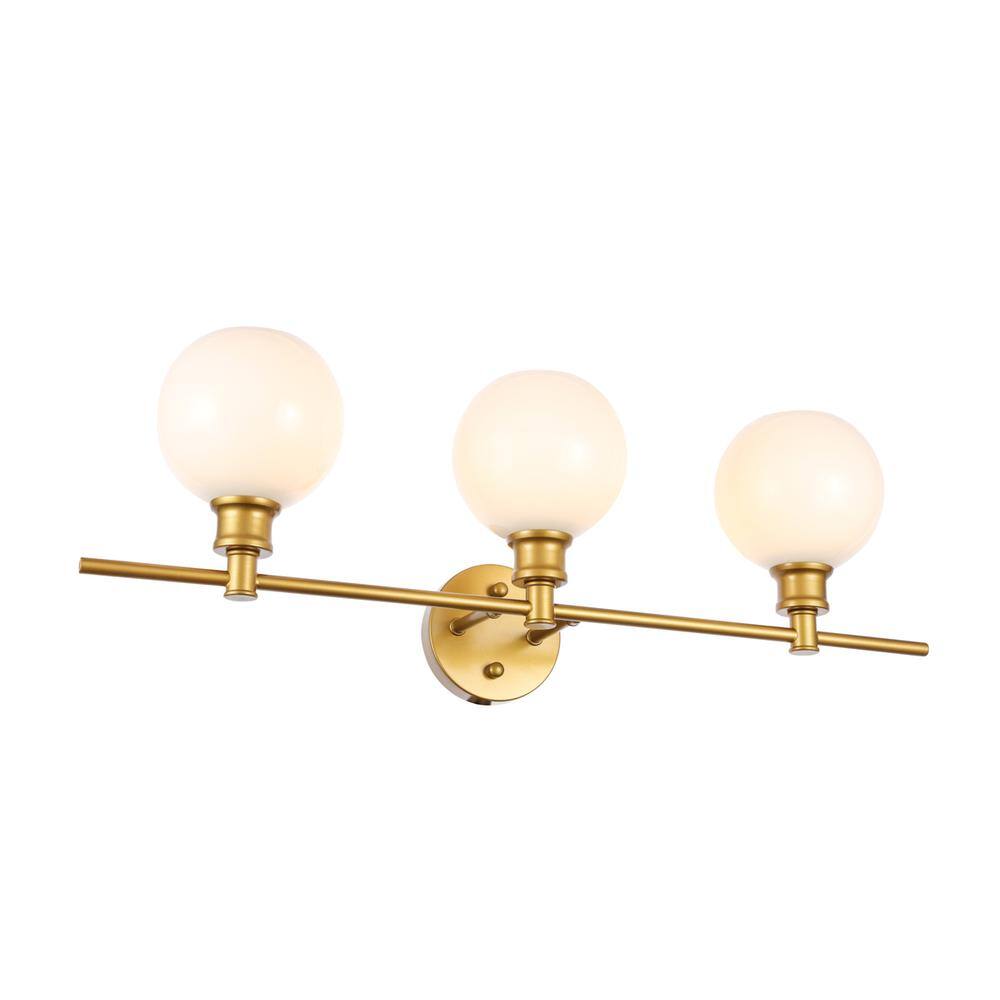 Alt View 8. Living District - Collier 3 light Brass and Frosted white glass Wall sconce - Brass And Frosted White Glass.