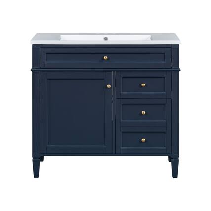 Front. Boyel Living - 36 Inch Modern Bathroom Vanity with Resin Sink Two Drawers Tip Out Blue - Blue.