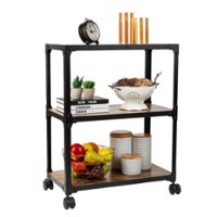 Mind Reader - Bar Cart, Rolling Cart, Microwave Stand, 3-Tier, Coffee Cart, Kitchen, Wood Metal, 23"L x 12"W x 29.5"H - Black - Front_Zoom