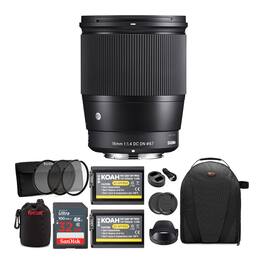 Sigma - 16mm f/1.4 DC DN Contemporary Lens for Sony E Mount Cameras Bundle