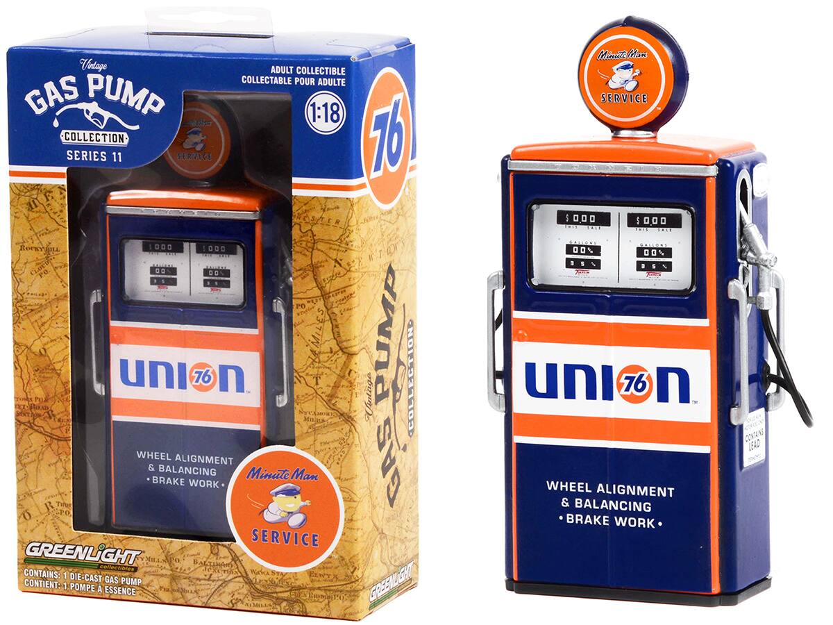 1954 Tokheim 350 Twin Gas Pump "Union 76 Minute Man Service" Dark Blue and Orange "Vintage Gas Pumps" Series 11 1/18