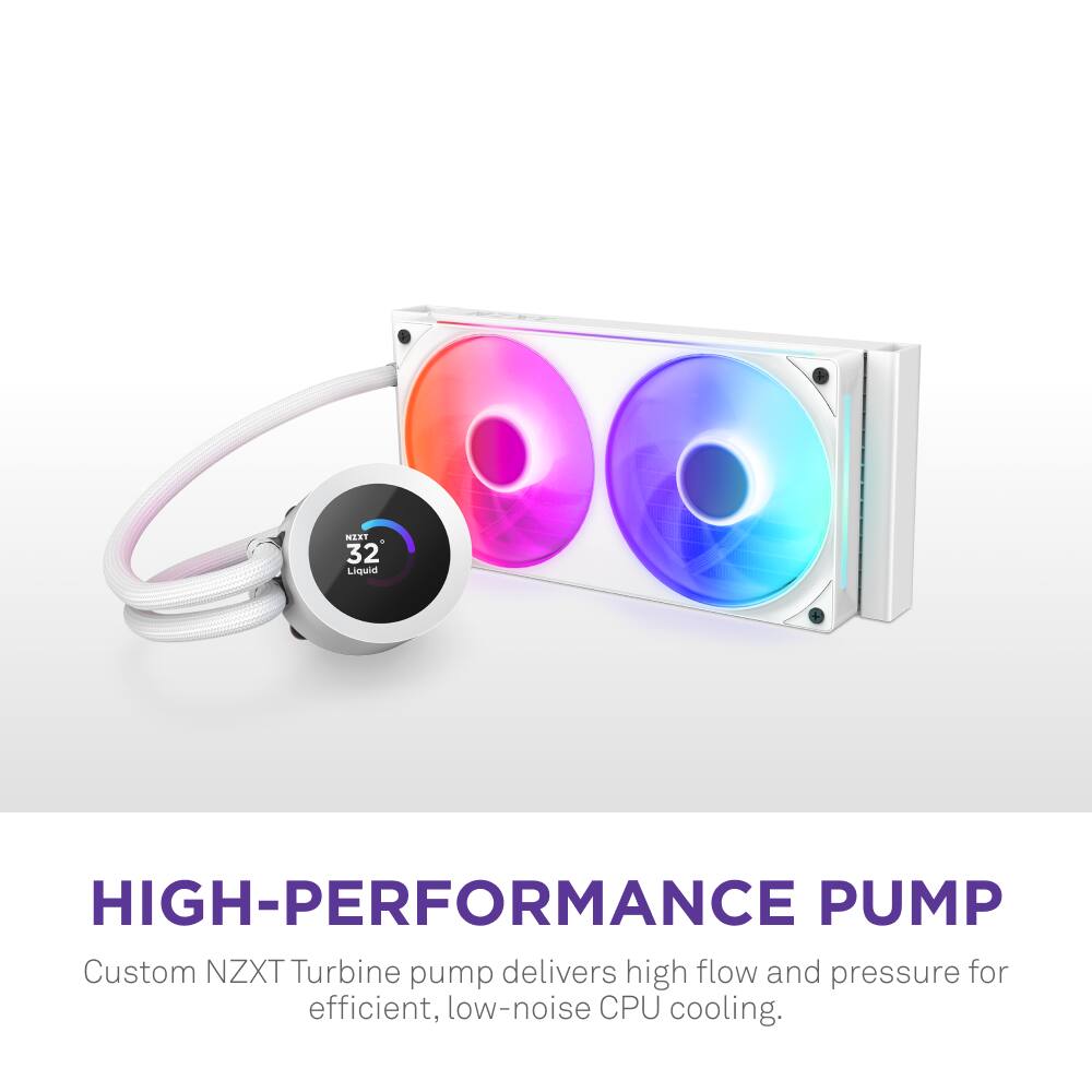 High-Performance Pump Custom NZXT Turbine pump delivers high flow and pressure for efficient, low-noise CPU cooling.